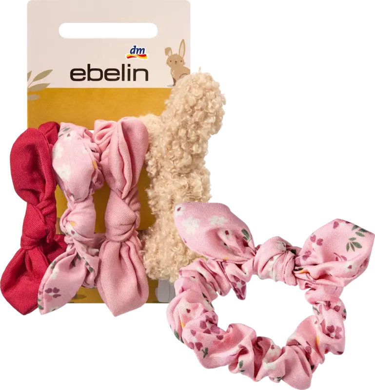 ebelin Scrunchies mit Schleifen, Rot, Rosa