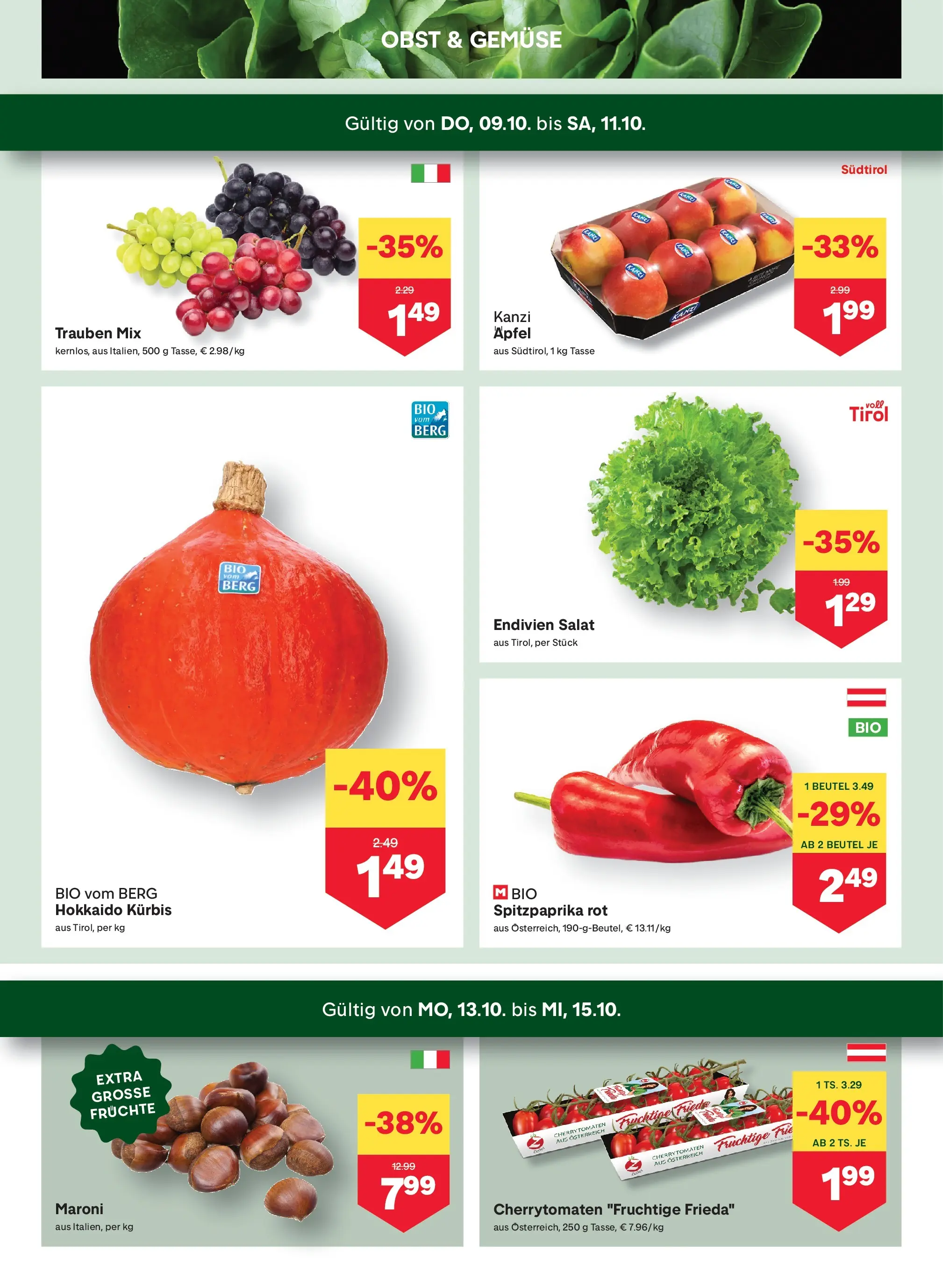 MPREIS Pfunds von 09.10.2025 - Aktuelle Angebote | Seite: 2 | Produkte: Salat, Gemüse, Kürbis, Äpfel