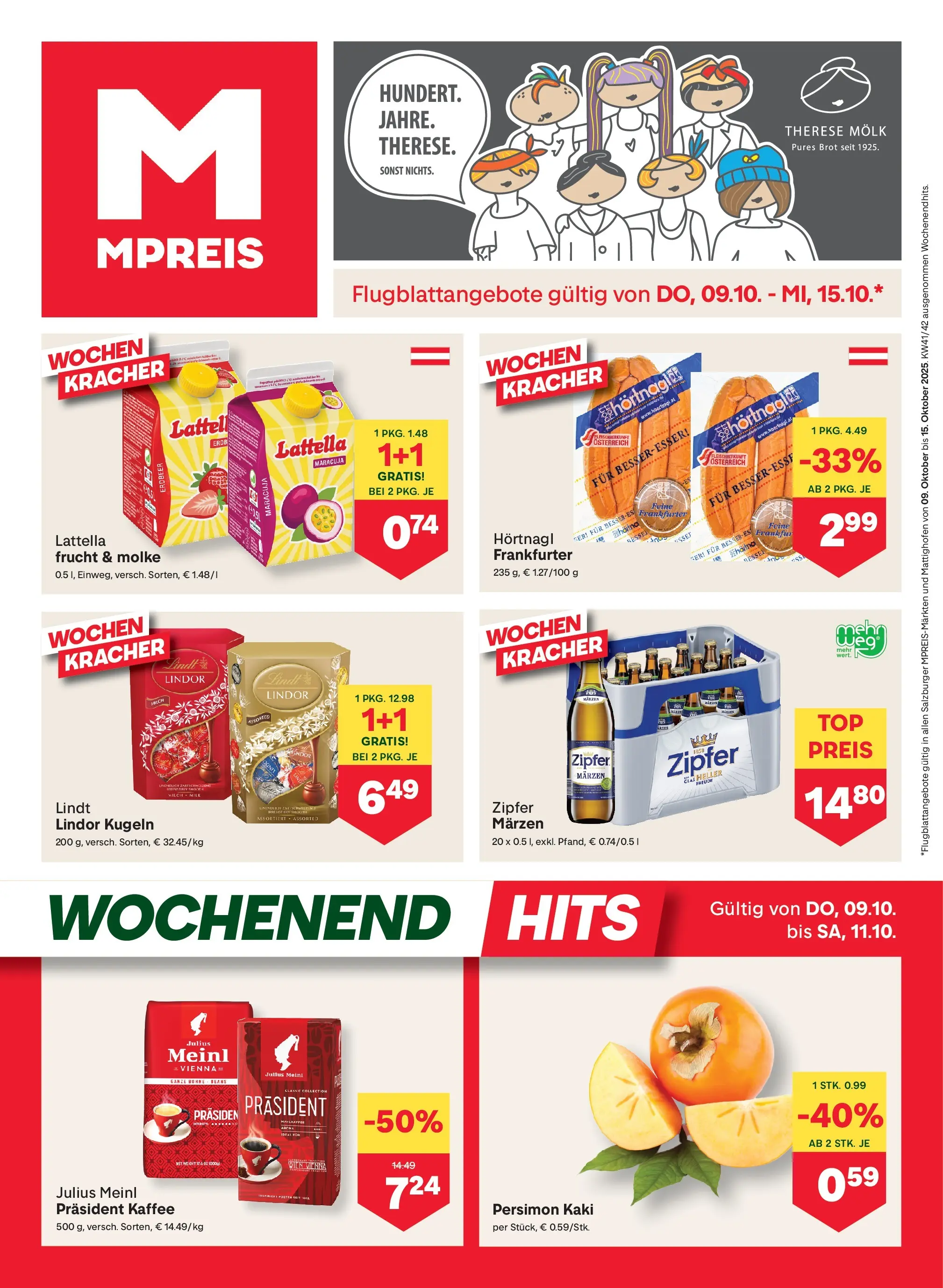 MPREIS Altenmarkt von 09.10.2025 - Aktuelle Angebote | Seite: 1 | Produkte: Kaki, Brot, Kaffee