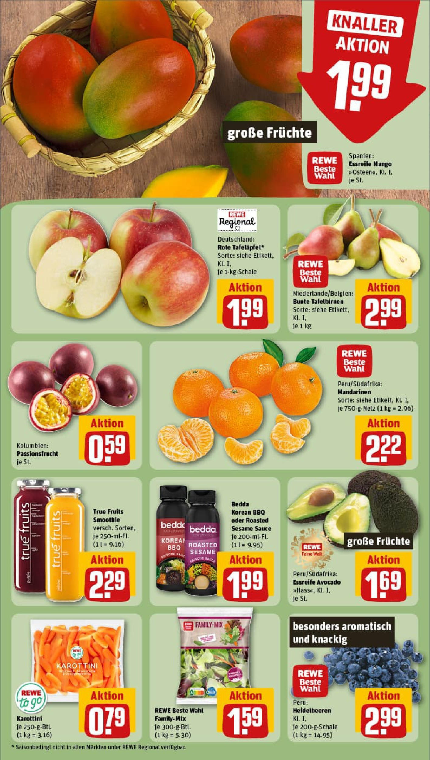 REWE Prospekt ab 06.10.2025 zum Blättern » Angebote | Seite: 6 | Produkte: Mandarinen, Heidelbeeren, Avocado, Mango