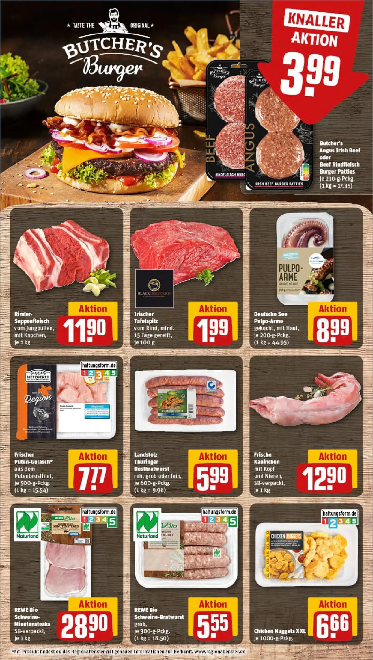 REWE Prospekt ab 06.10.2025 zum Blättern » Angebote | Seite: 8 | Produkte: Tafelspitz, Kaninchen, Burger, Suppenfleisch
