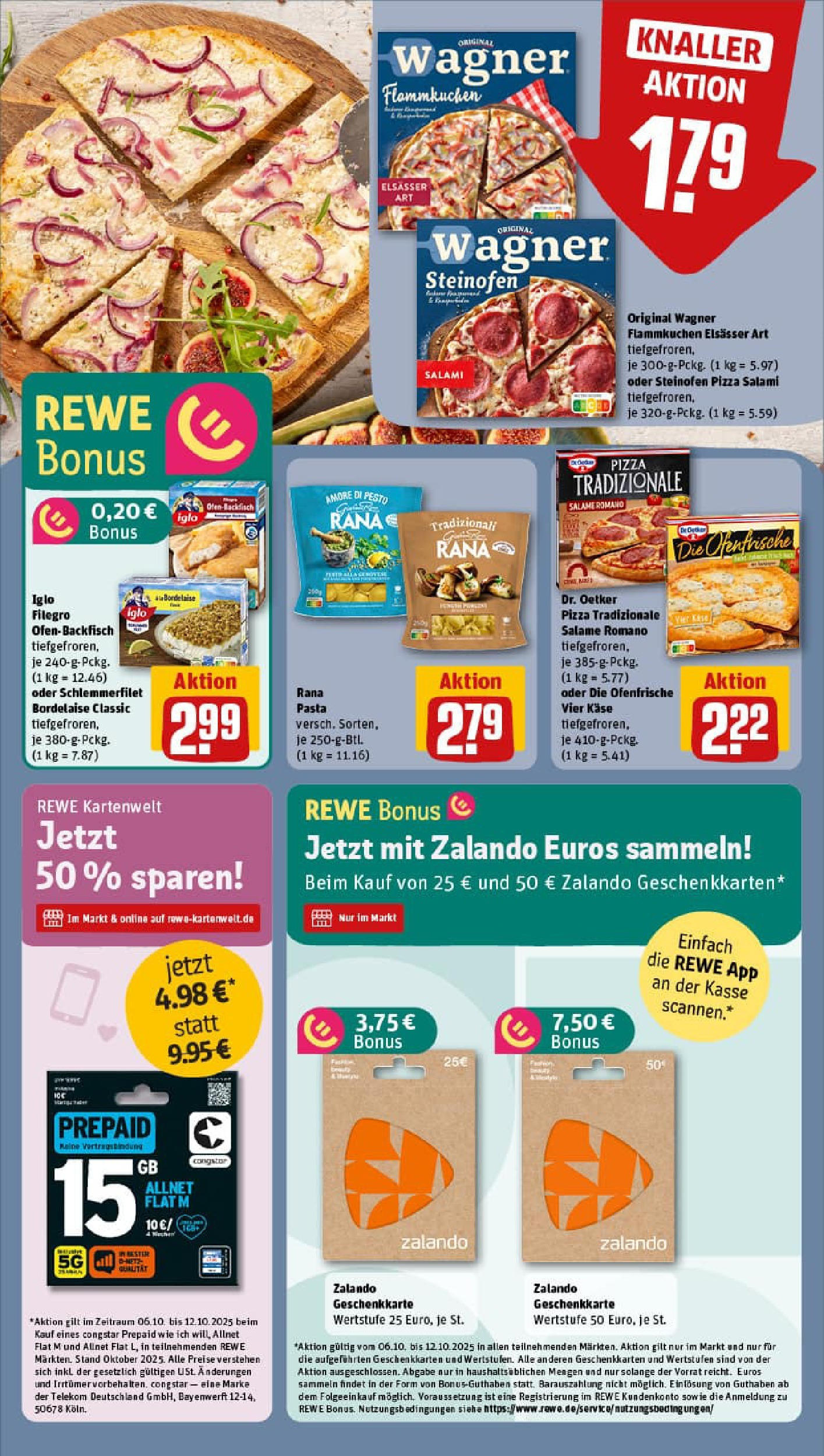 REWE Prospekt ab 06.10.2025 zum Blättern » Angebote | Seite: 20 | Produkte: Käse, Iglo, Pasta, Salami
