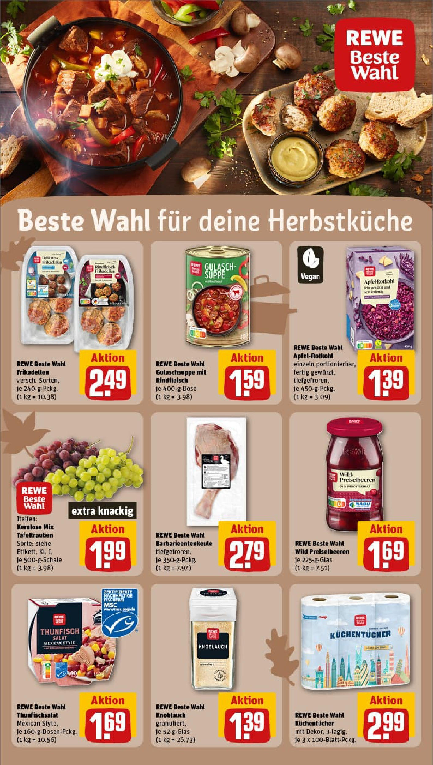 REWE Prospekt ab 06.10.2025 zum Blättern » Angebote | Seite: 21 | Produkte: Thunfisch, Äpfel, Gulasch, Rindfleisch