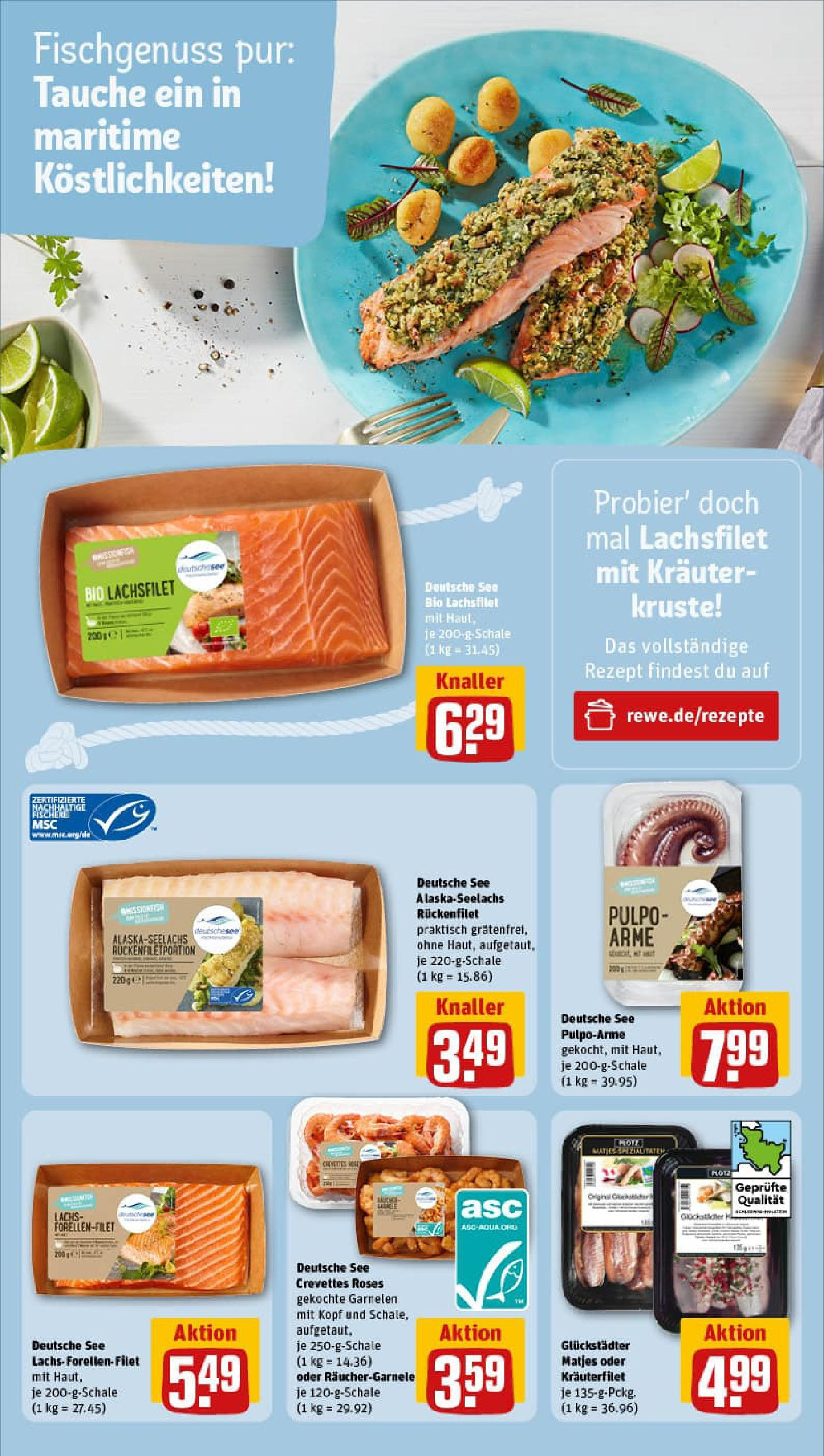 REWE Prospekt ab 06.10.2025 zum Blättern » Angebote | Seite: 14 | Produkte: Garnelen, Lachs