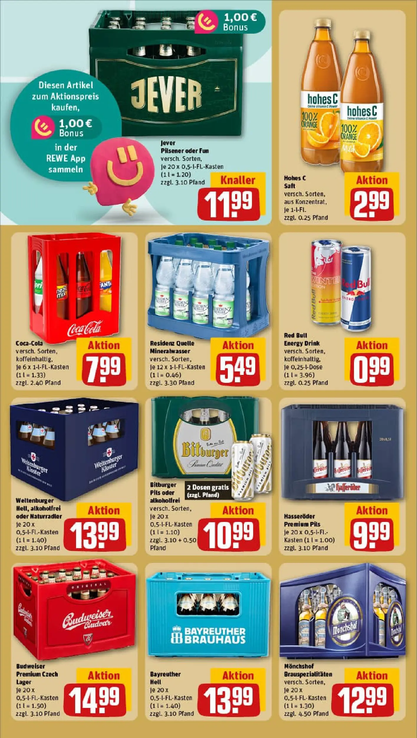 REWE Prospekt ab 06.10.2025 zum Blättern » Angebote | Seite: 16 | Produkte: Monchshof, Red bull, Jever, Budweiser