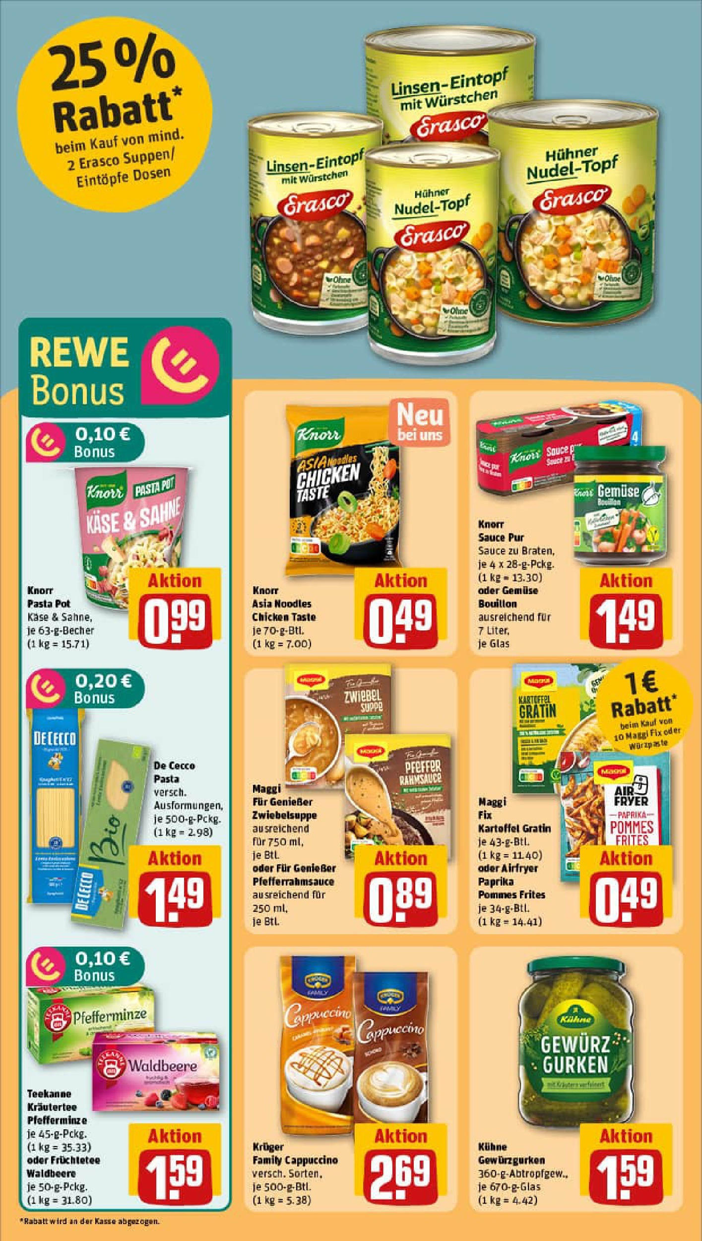 REWE Prospekt ab 06.10.2025 zum Blättern » Angebote | Seite: 24 | Produkte: Maggi, Pommes frites, Teekanne, Sahne
