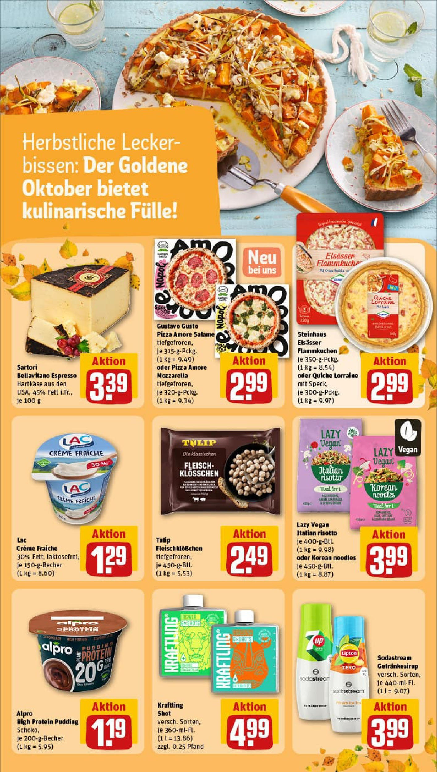 REWE Prospekt ab 06.10.2025 zum Blättern » Angebote | Seite: 18 | Produkte: Creme, Pizza, Fleisch, Sodastream