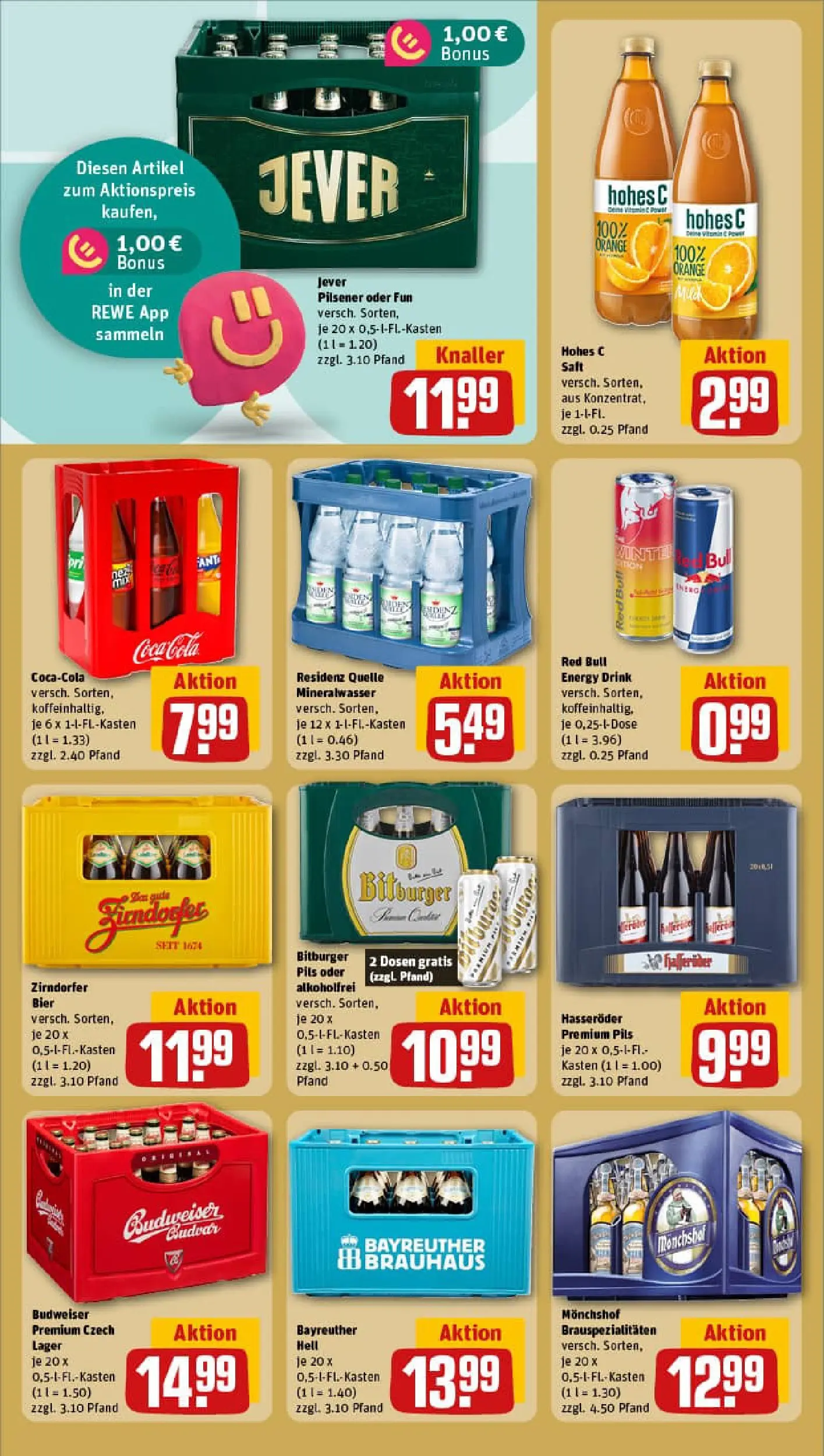 REWE Prospekt ab 06.10.2025 zum Blättern » Angebote | Seite: 16 | Produkte: Bayreuther hell, Monchshof, Bier, Budweiser