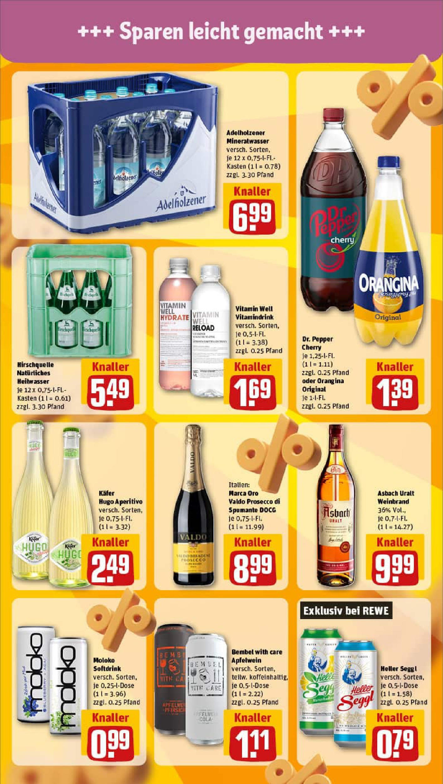 REWE Prospekt ab 06.10.2025 zum Blättern » Angebote | Seite: 13 | Produkte: Cola, Prosecco, Hugo, Asbach