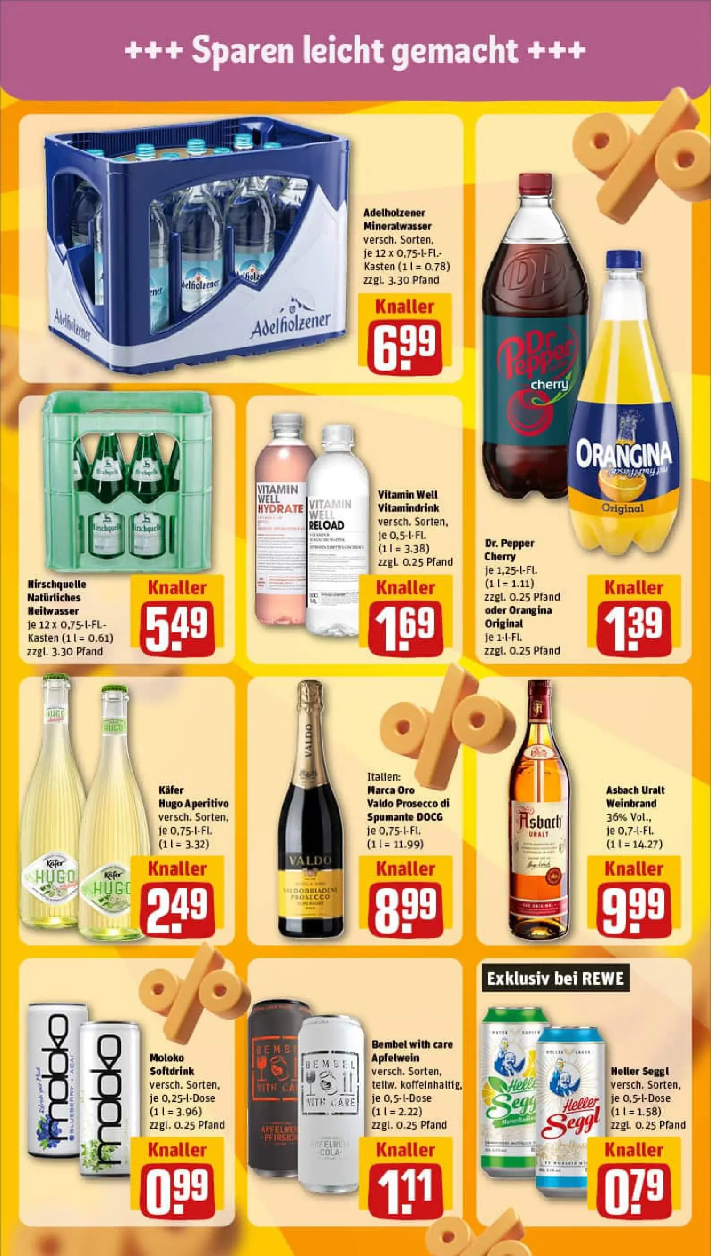REWE Prospekt ab 06.10.2025 zum Blättern » Angebote | Seite: 13 | Produkte: Cola, Adelholzener, Prosecco, Asbach