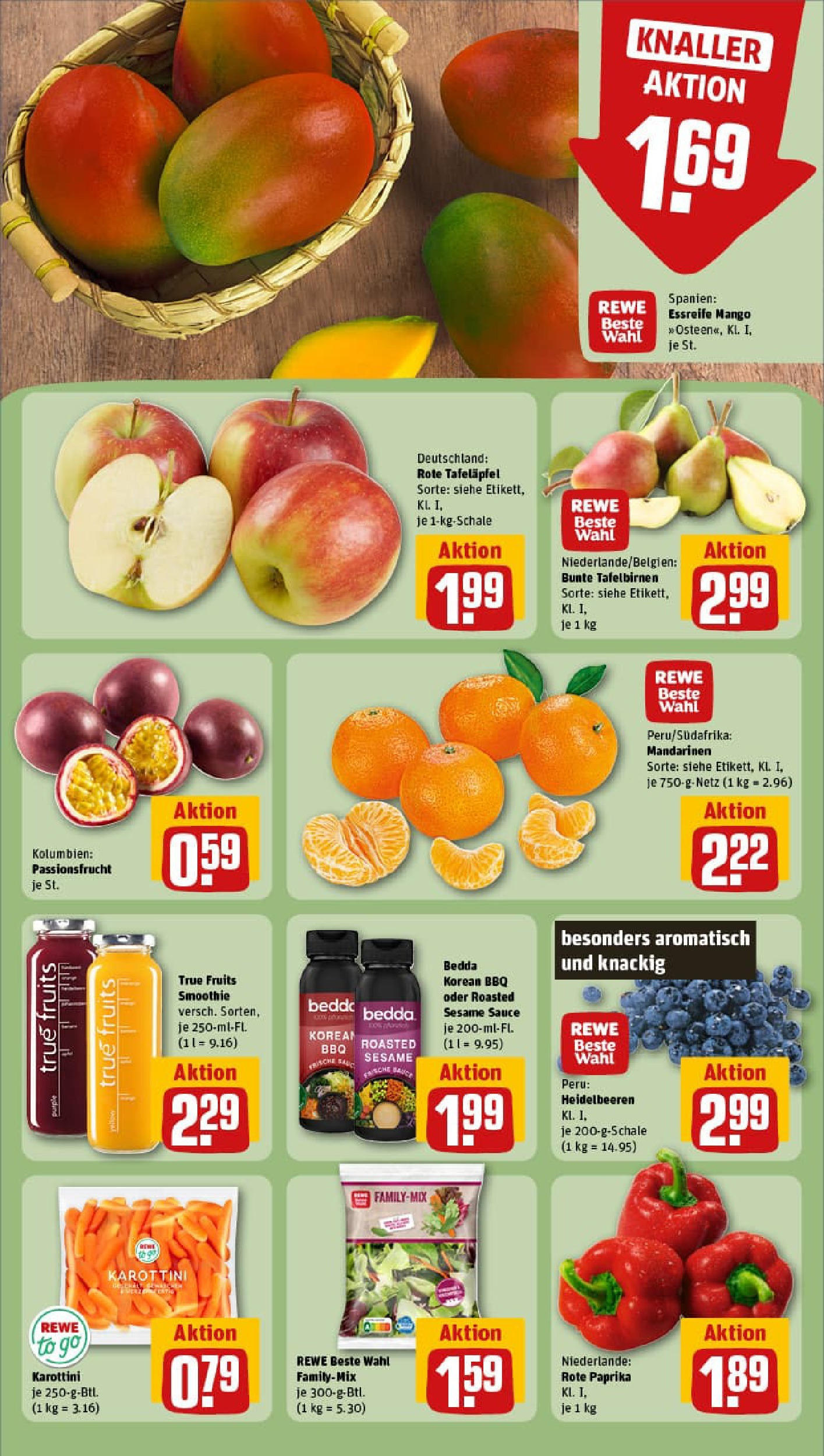 REWE Prospekt ab 06.10.2025 zum Blättern » Angebote | Seite: 6 | Produkte: Mandarinen, Heidelbeeren, Paprika, Mango