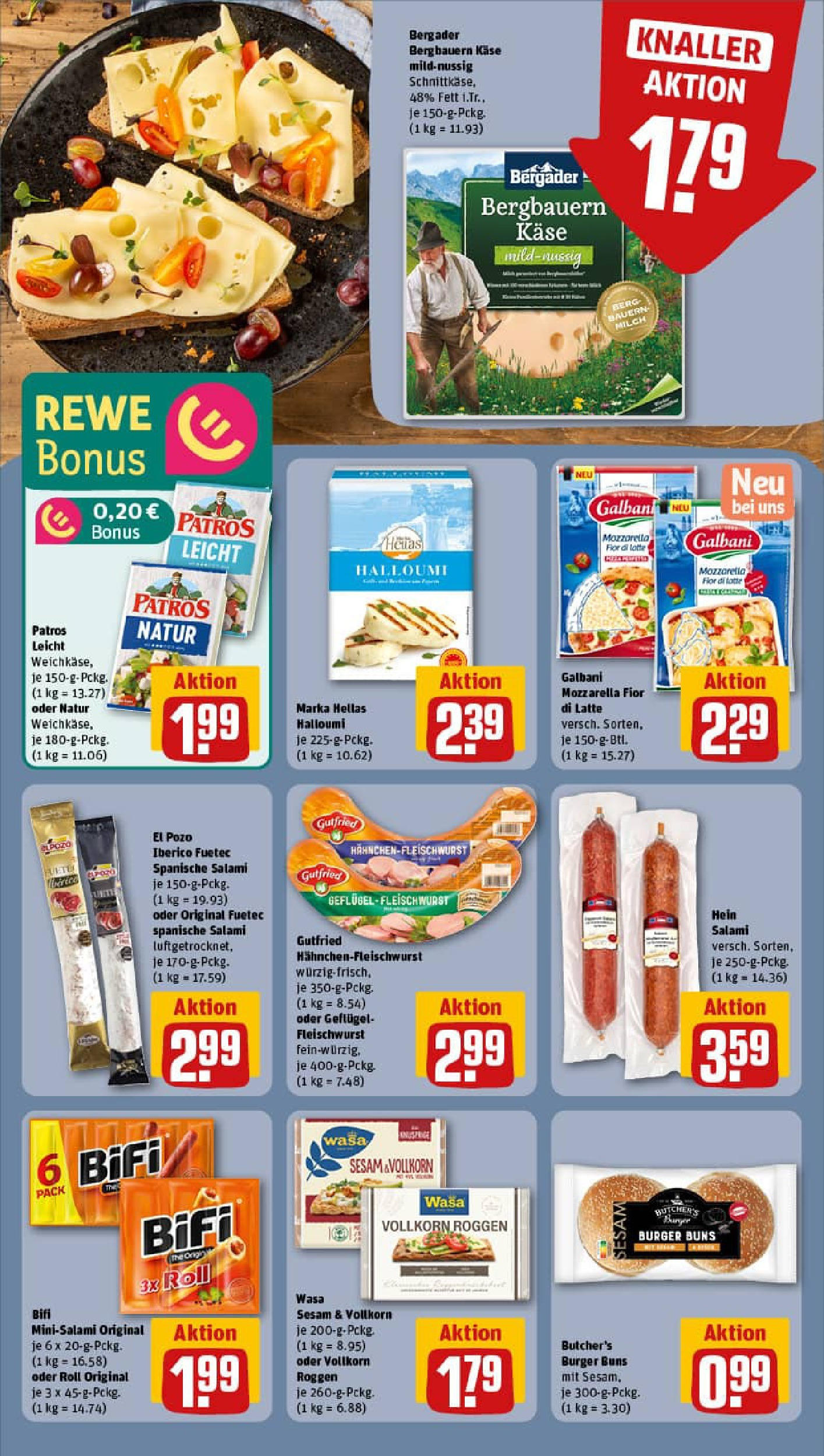 REWE Prospekt ab 06.10.2025 zum Blättern » Angebote | Seite: 10 | Produkte: Käse, Mozzarella, Patros, Salami