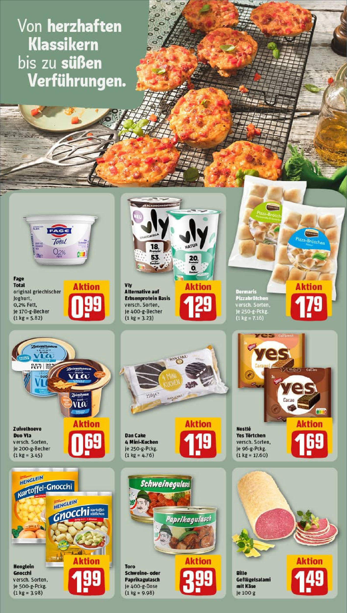 REWE Prospekt ab 06.10.2025 zum Blättern » Angebote | Seite: 13 | Produkte: Schweinegulasch, Käse, Pizza, Kuchen