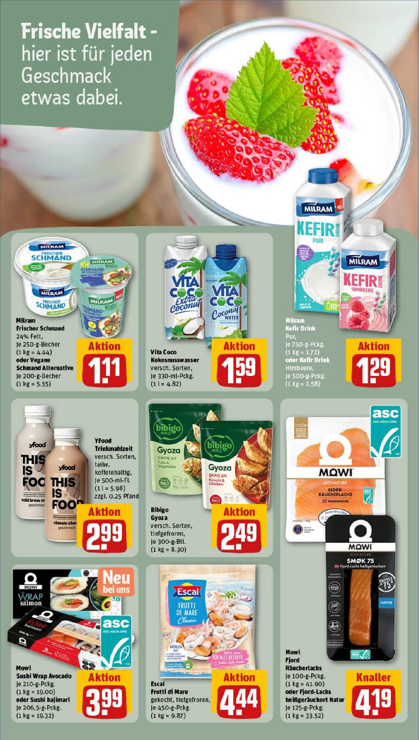 REWE Prospekt ab 06.10.2025 zum Blättern » Angebote | Seite: 14 | Produkte: Kefir, YFood, Räucherlachs, Milram