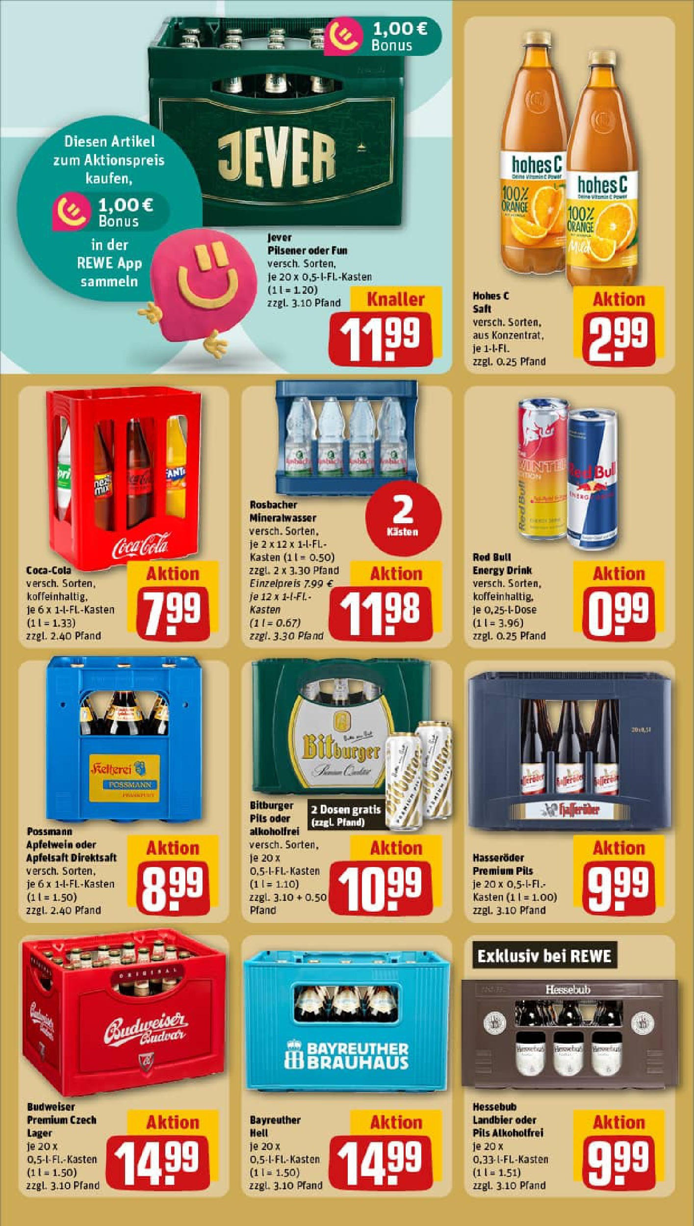 REWE Prospekt ab 06.10.2025 zum Blättern » Angebote | Seite: 20 | Produkte: Bayreuther hell, Bitburger, Energy, Hohes c