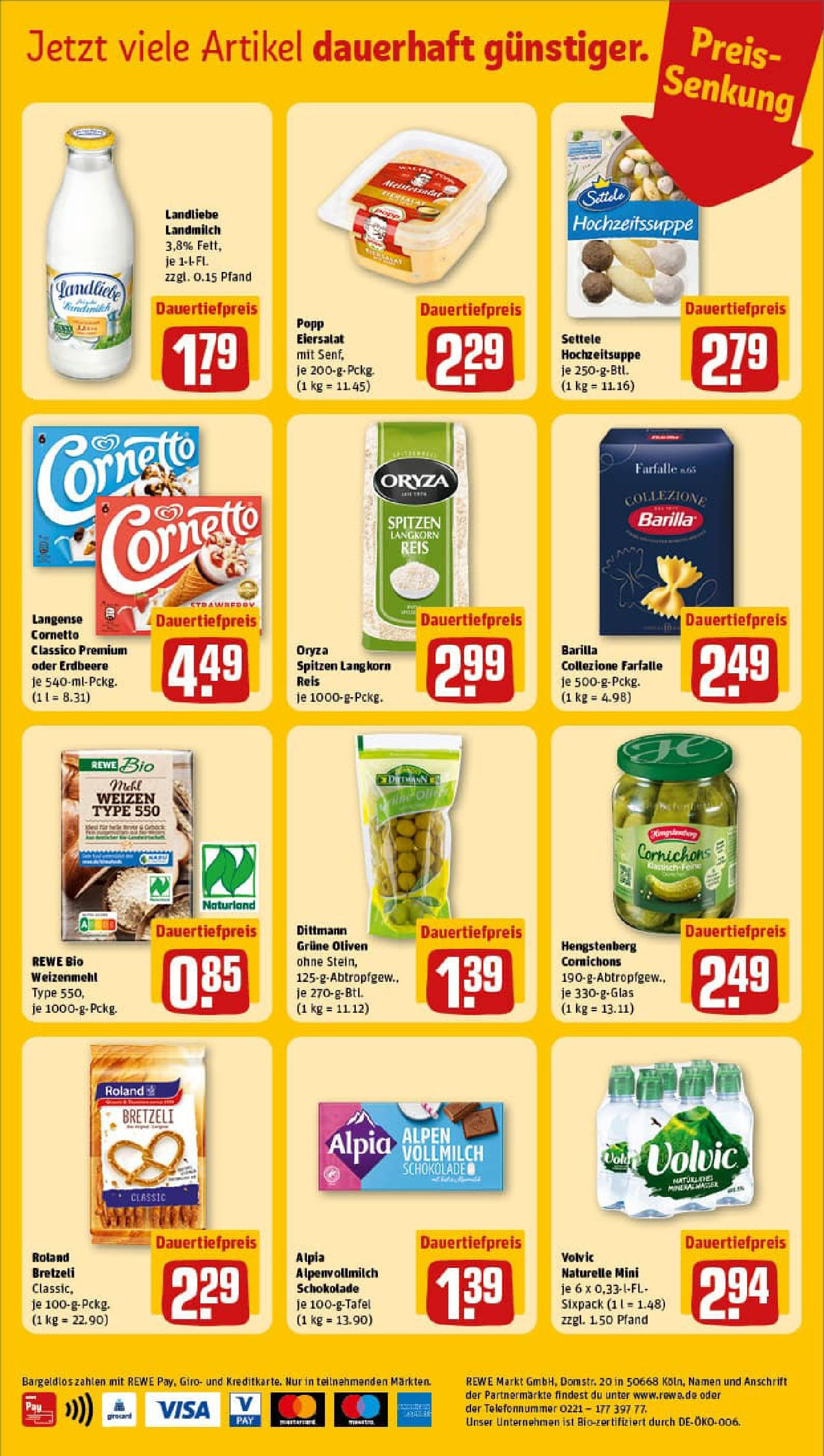 REWE Prospekt ab 06.10.2025 zum Blättern » Angebote | Seite: 2 | Produkte: Langnese, Barilla, Reis, Volvic