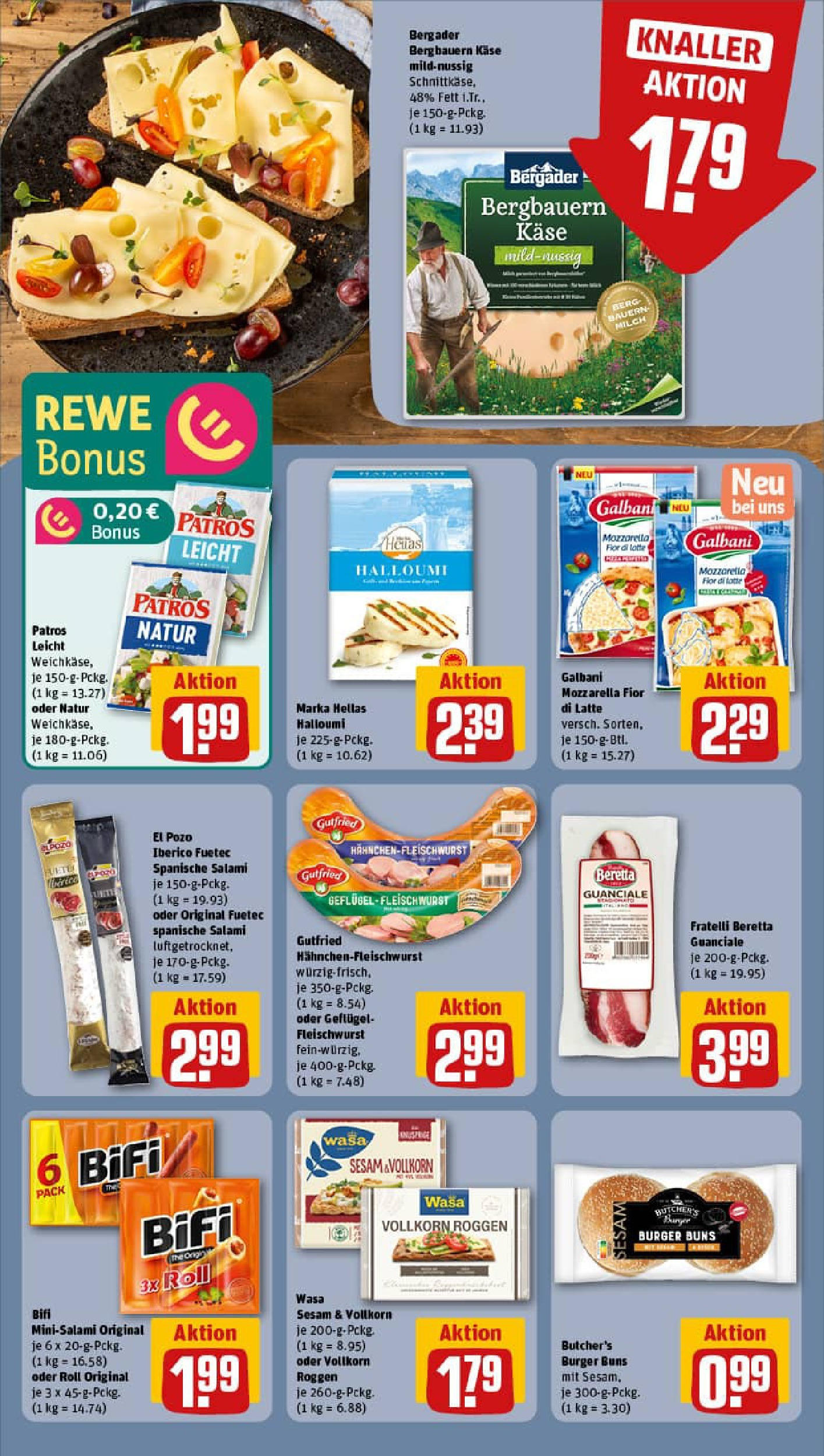 REWE Prospekt ab 06.10.2025 zum Blättern » Angebote | Seite: 10 | Produkte: Käse, Mozzarella, Bifi, Salami
