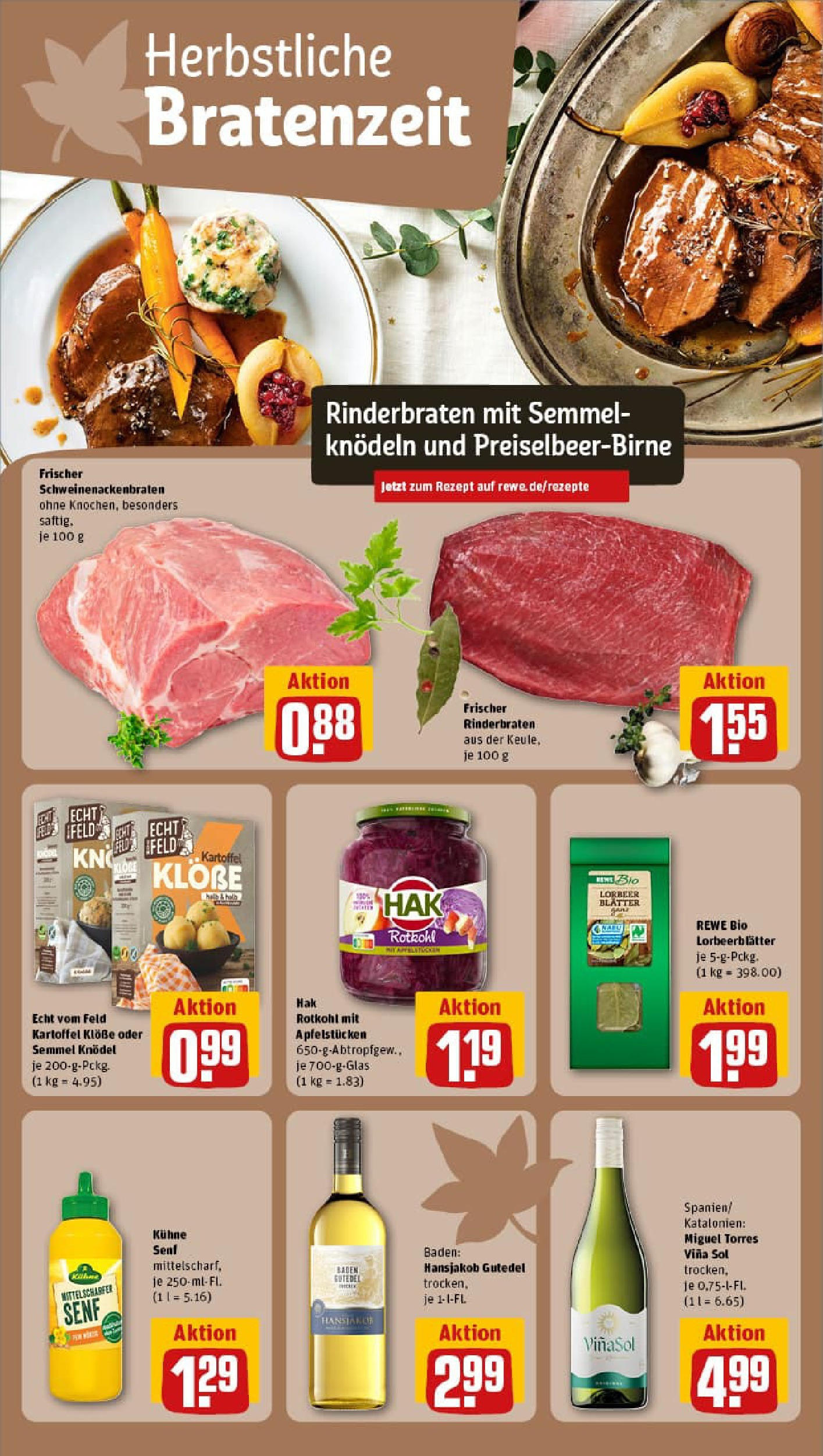REWE Prospekt ab 06.10.2025 zum Blättern » Angebote | Seite: 16 | Produkte: Rinderbraten, Rotkohl