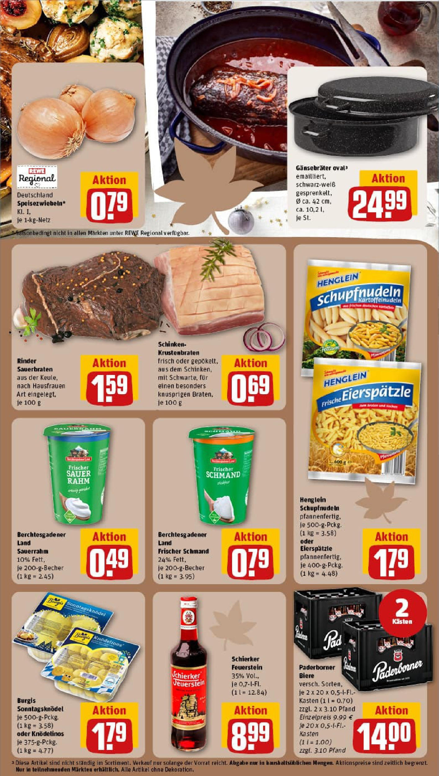 REWE Prospekt ab 06.10.2025 zum Blättern » Angebote | Seite: 17 | Produkte: Krustenbraten, Pasta, Schinken, Sauerrahm