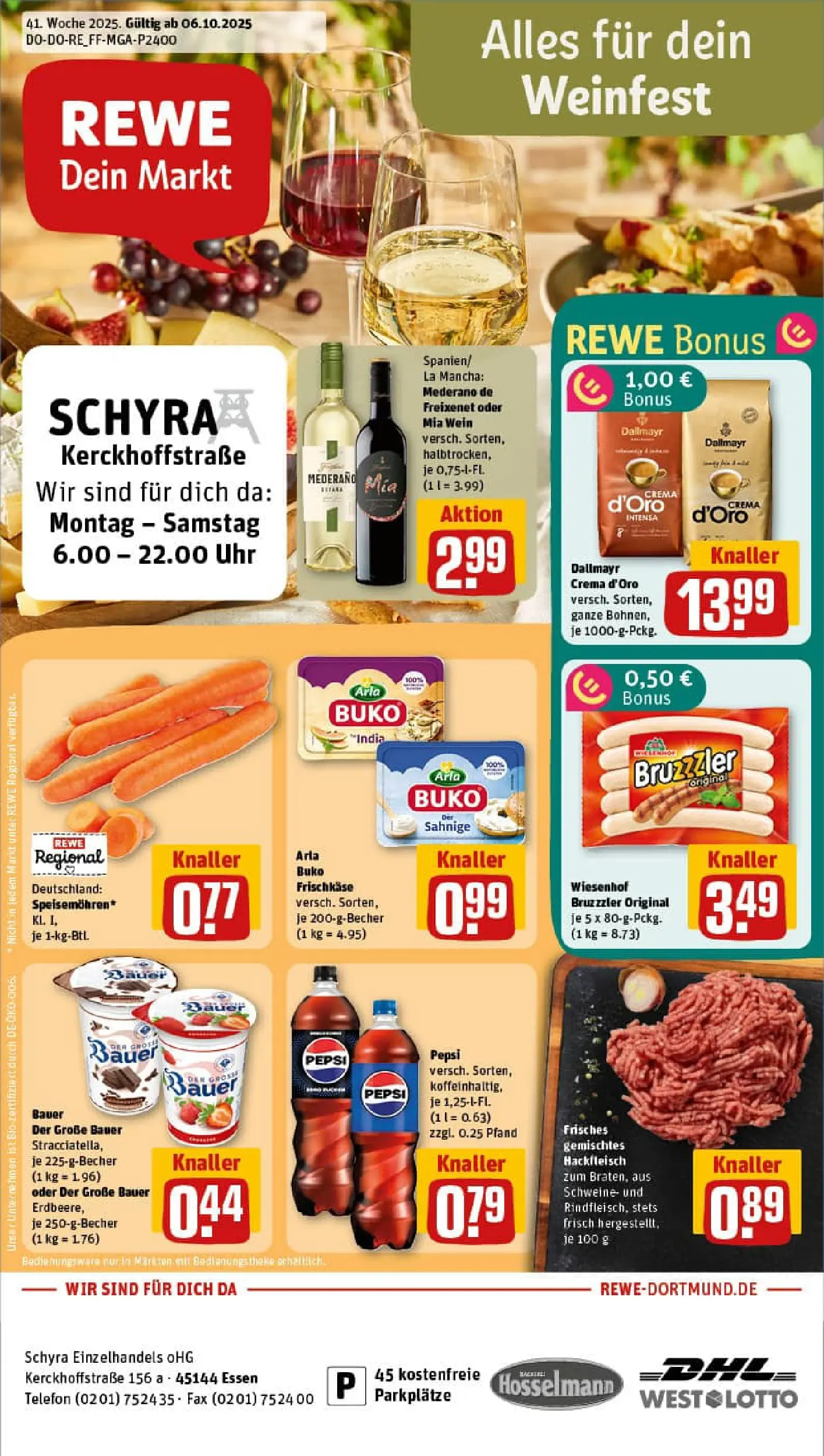 REWE Prospekt ab 06.10.2025 zum Blättern » Angebote | Seite: 1 | Produkte: Theke, Freixenet, Arla buko, Uhr