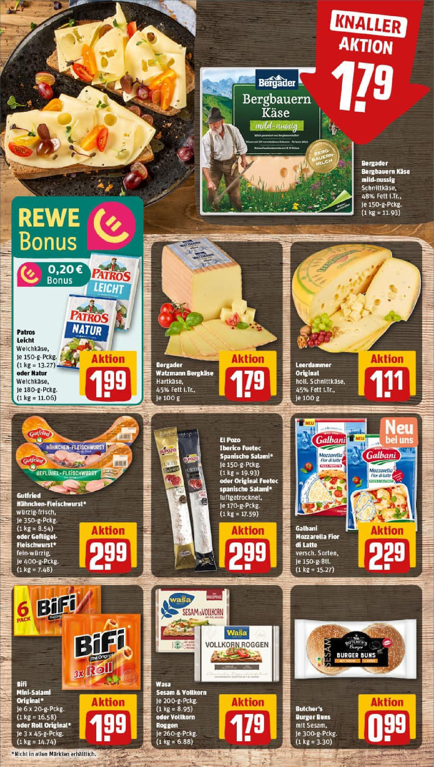 REWE Prospekt ab 06.10.2025 zum Blättern » Angebote | Seite: 7 | Produkte: Milch, Bifi, Burger, Leerdammer