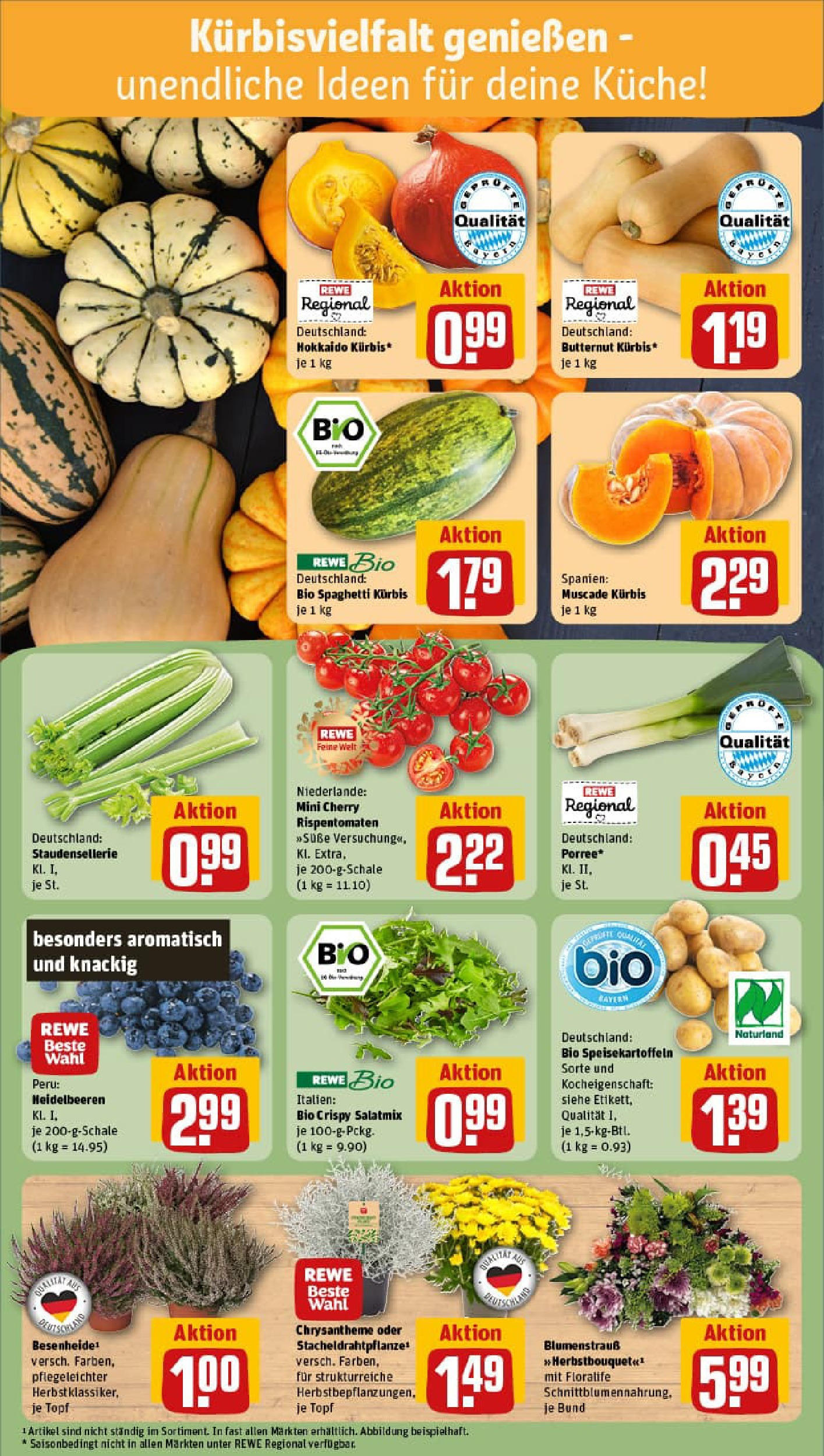 REWE Prospekt ab 06.10.2025 zum Blättern » Angebote | Seite: 5 | Produkte: Küche, Heidelbeeren, Kürbis