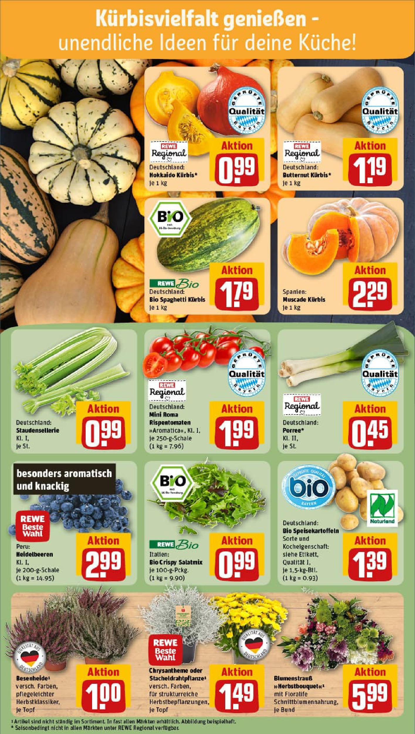 REWE Prospekt ab 06.10.2025 zum Blättern » Angebote | Seite: 5 | Produkte: Küche, Heidelbeeren, Kürbis