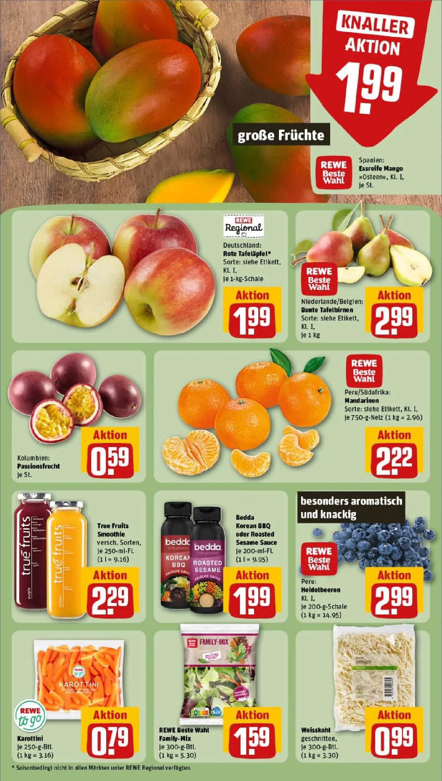 REWE Prospekt ab 06.10.2025 zum Blättern » Angebote | Seite: 4 | Produkte: Mandarinen, Heidelbeeren, Mango