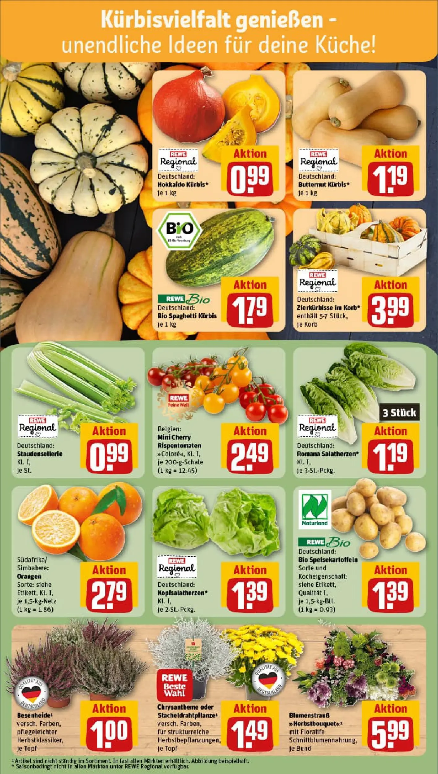 REWE Prospekt ab 06.10.2025 zum Blättern » Angebote | Seite: 5 | Produkte: Korb, Küche, Orangen, Kürbis