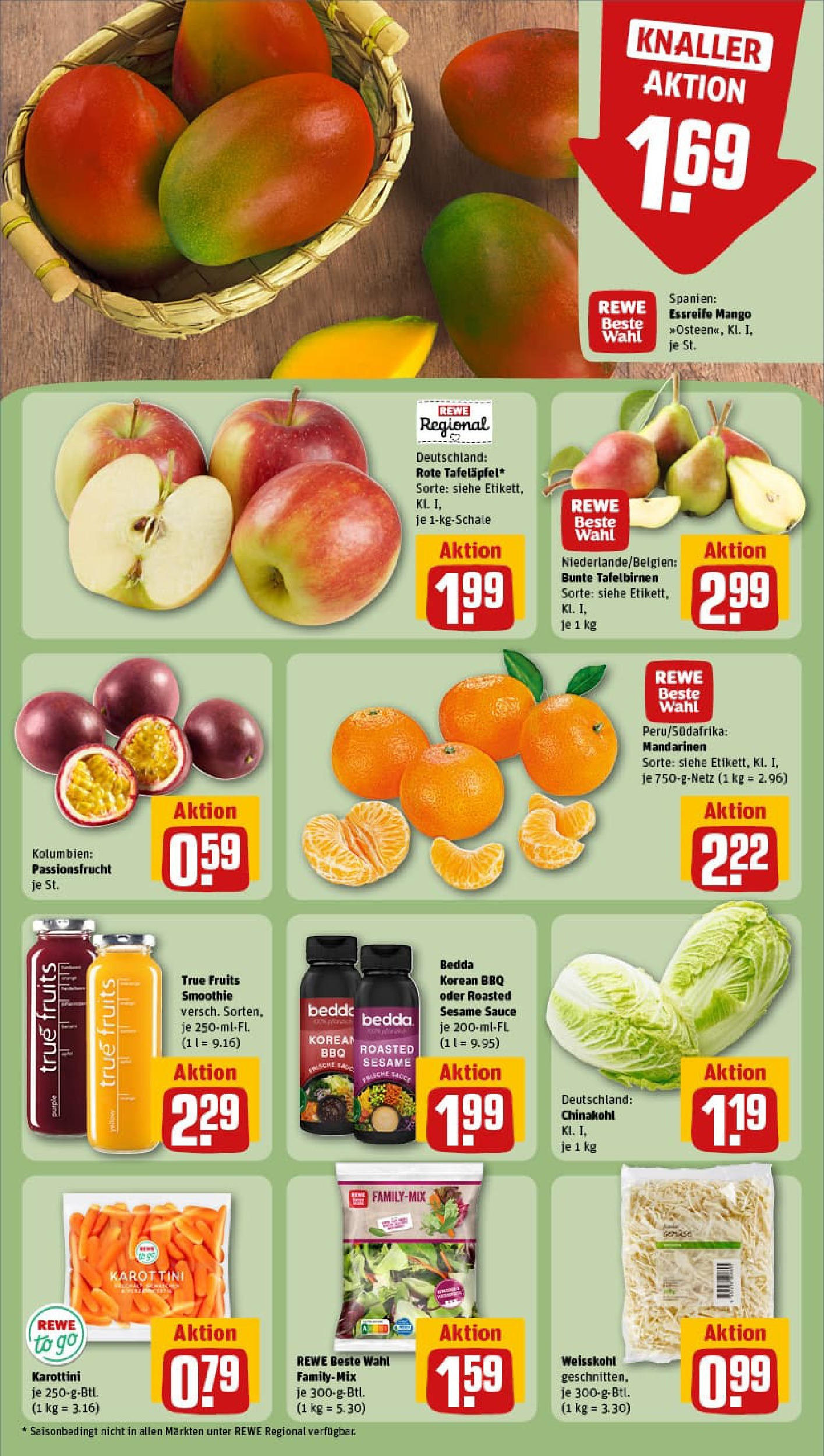 REWE Prospekt ab 06.10.2025 zum Blättern » Angebote | Seite: 4 | Produkte: Mandarinen, Mango, Chinakohl