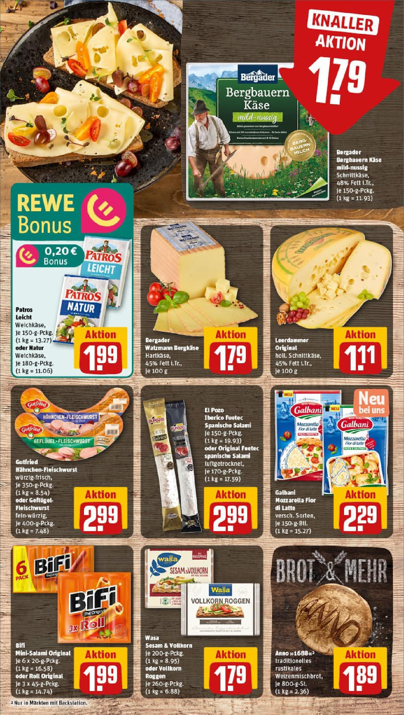 REWE Prospekt ab 06.10.2025 zum Blättern » Angebote | Seite: 7 | Produkte: Milch, Mozzarella, Bifi, Leerdammer