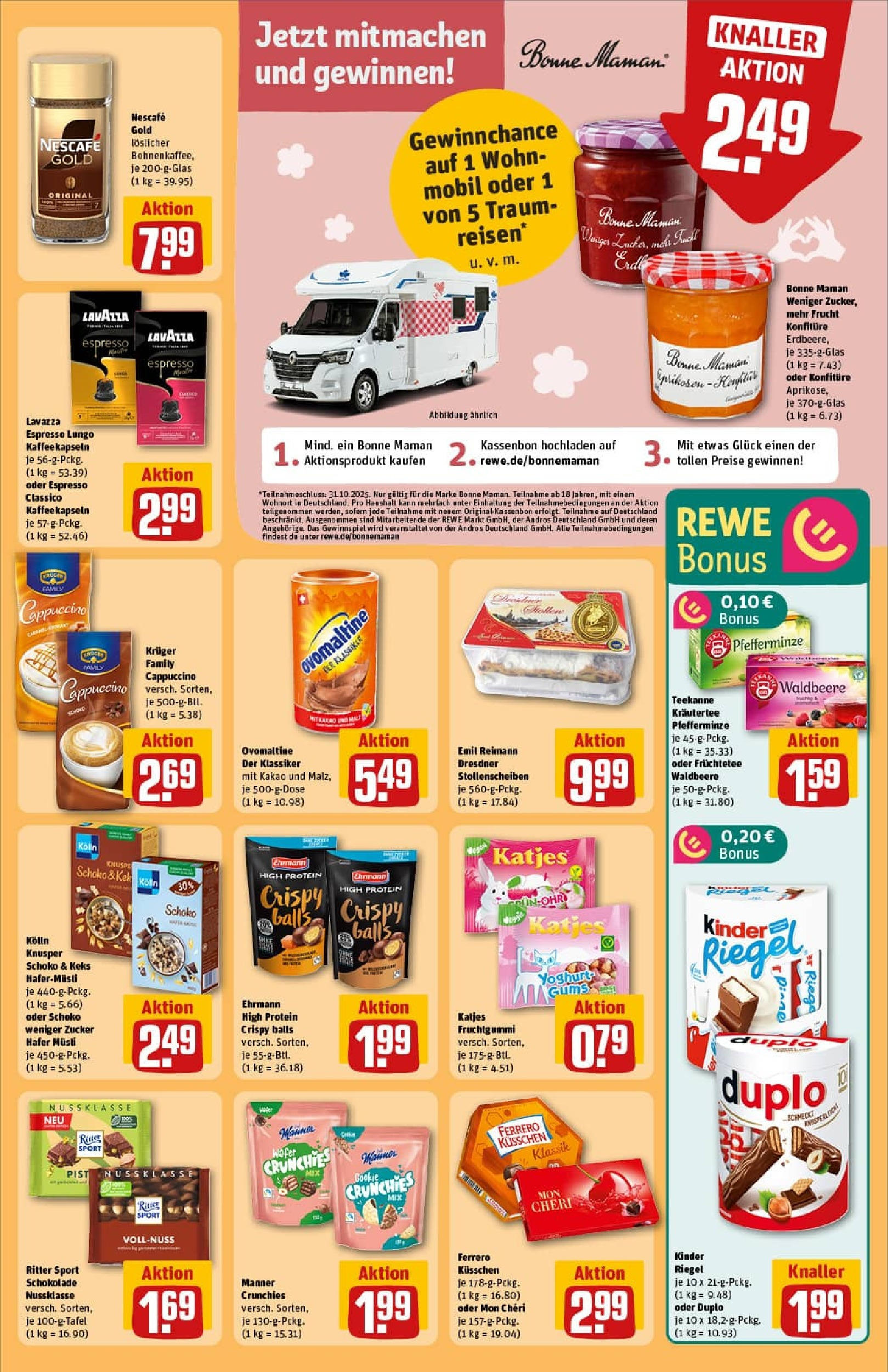REWE Prospekt ab 06.10.2025 zum Blättern » Angebote | Seite: 23 | Produkte: Schokolade, Ritter sport, Teekanne, Bonne maman
