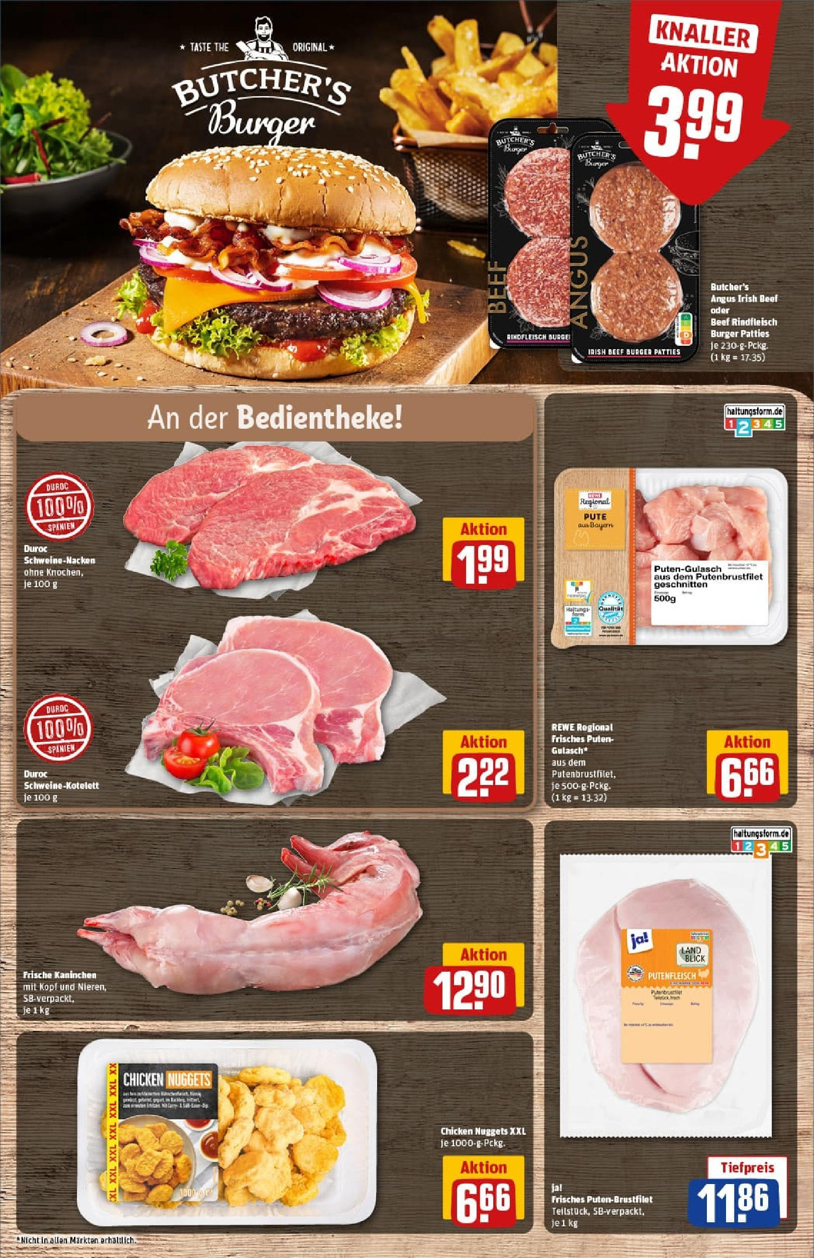REWE Prospekt ab 06.10.2025 zum Blättern » Angebote | Seite: 10 | Produkte: Pute, Kaninchen, Burger, Schweinenacken