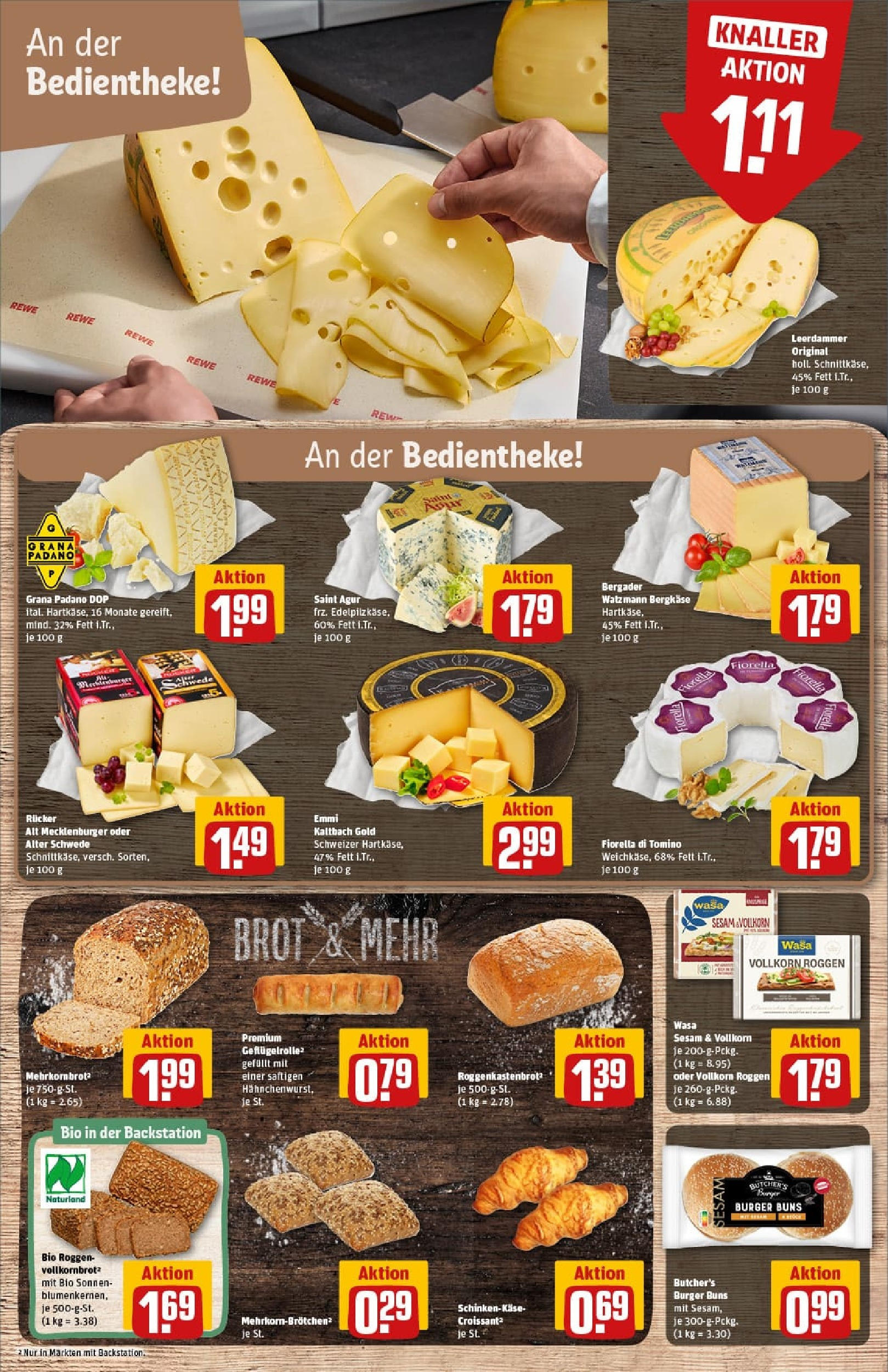 REWE Prospekt ab 06.10.2025 zum Blättern » Angebote | Seite: 15 | Produkte: Burger, Leerdammer, Croissant, Brot