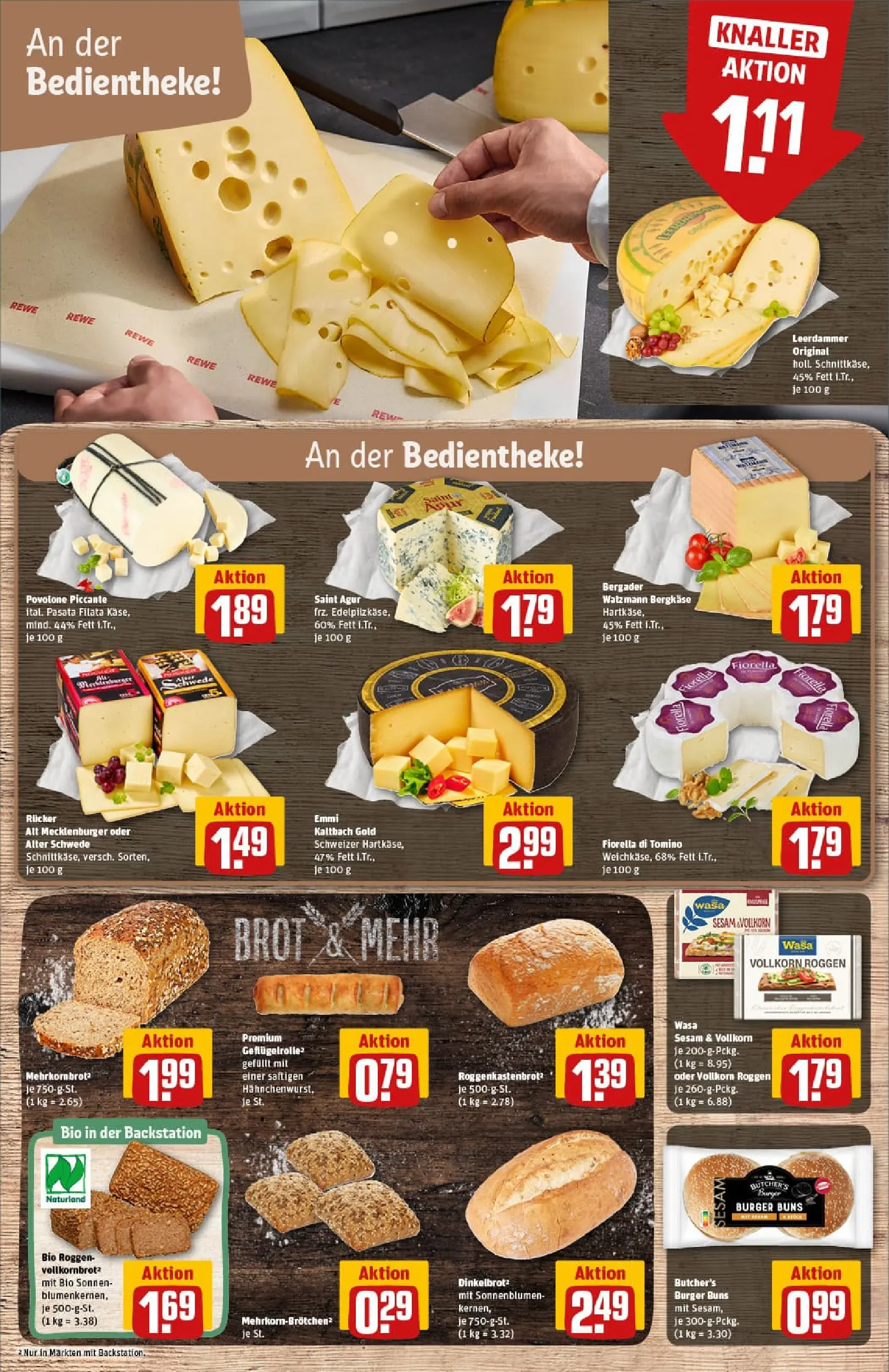 REWE Prospekt ab 06.10.2025 zum Blättern » Angebote | Seite: 11 | Produkte: Burger, Leerdammer, Brot
