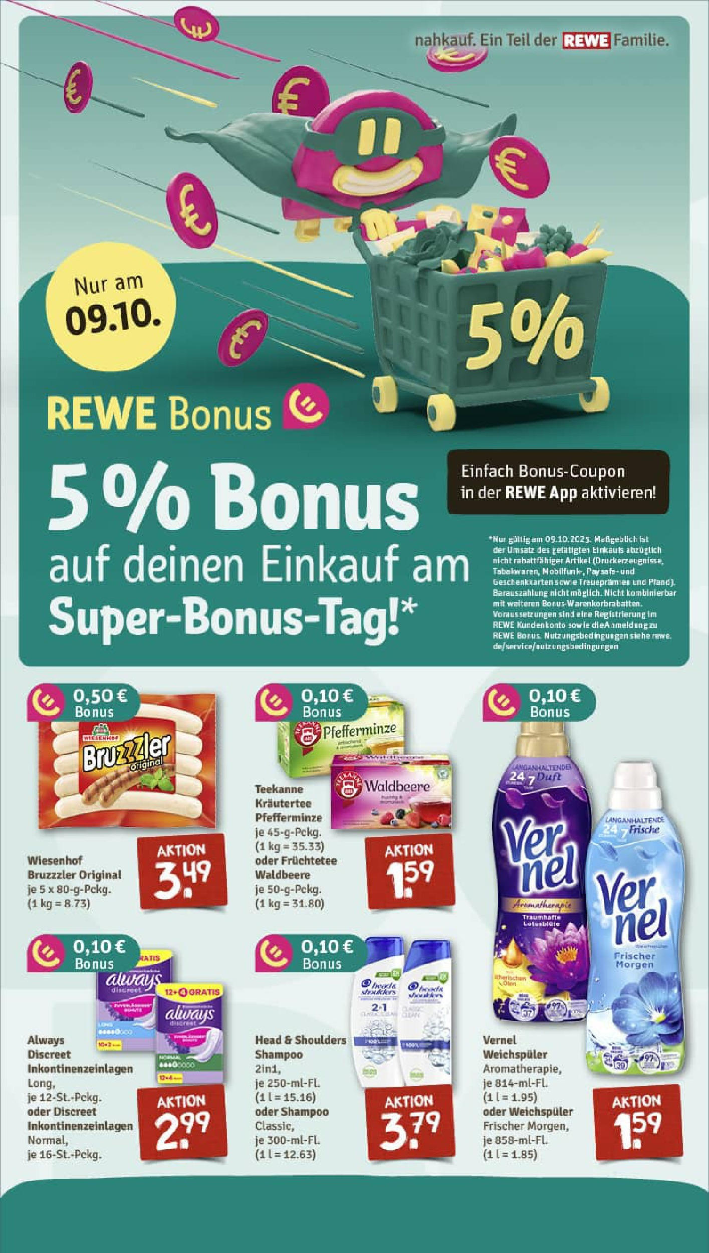REWE Prospekt ab 06.10.2025 zum Blättern » Angebote | Seite: 5 | Produkte: Duft, Head & shoulders, Weichspüler, Vernel