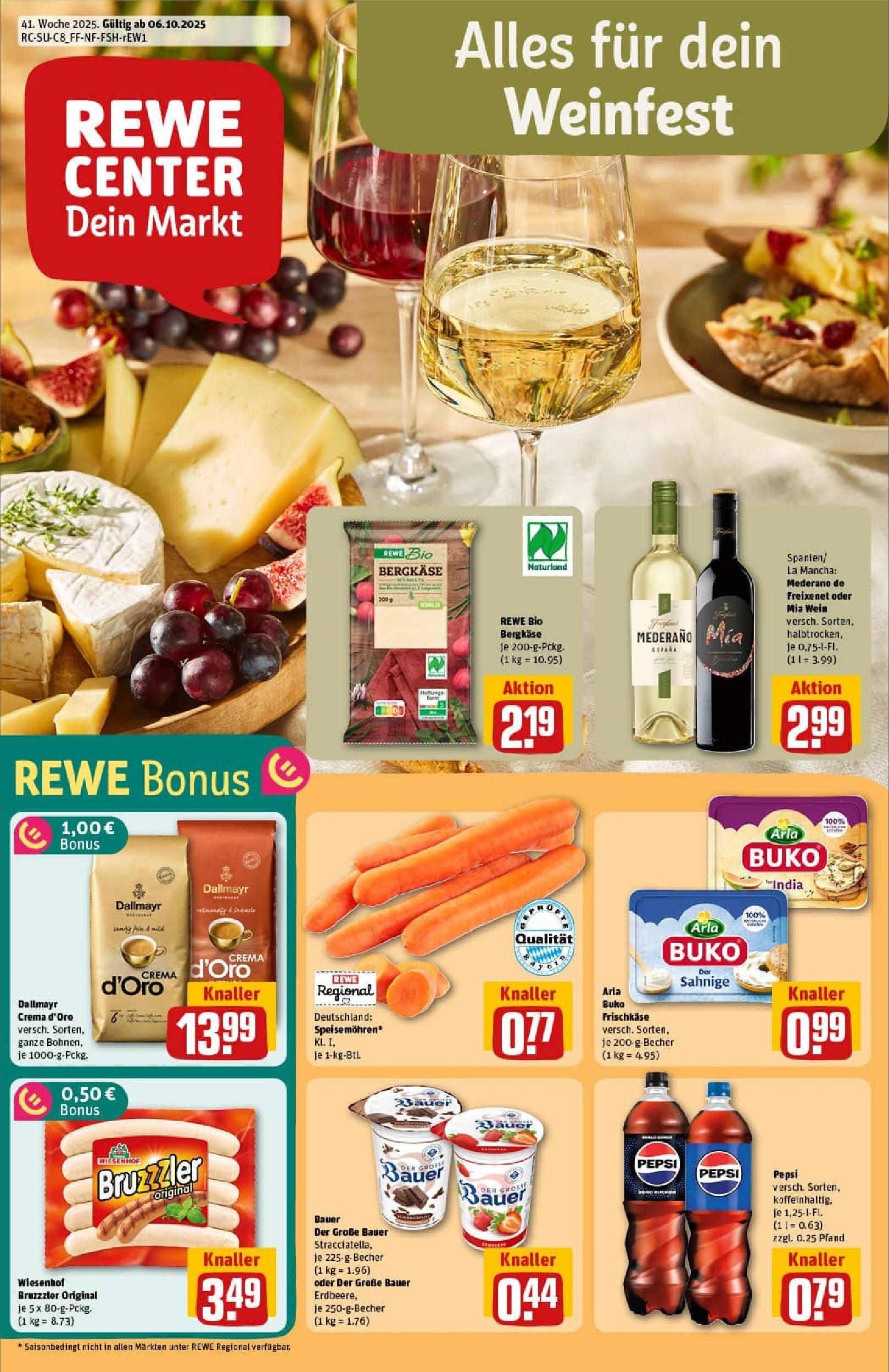 REWE Prospekt ab 06.10.2025 zum Blättern » Angebote | Seite: 3 | Produkte: Cola, Dallmayr, Arla buko, Wein
