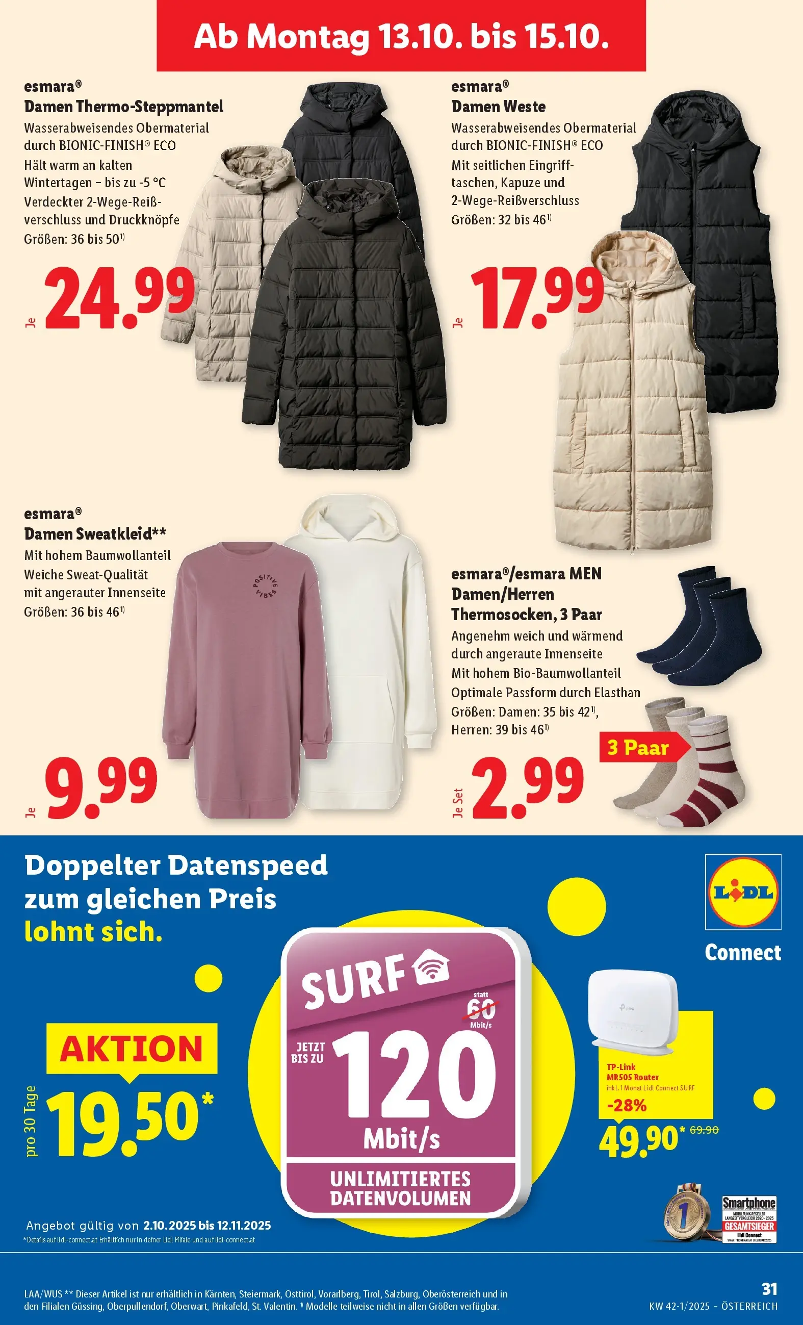 Lidl - Jenbach, Eferding, Dornbirn ab 09.10.2025 - Angebote ab donnerstag | Seite: 37 | Produkte: Weste, Smartphone