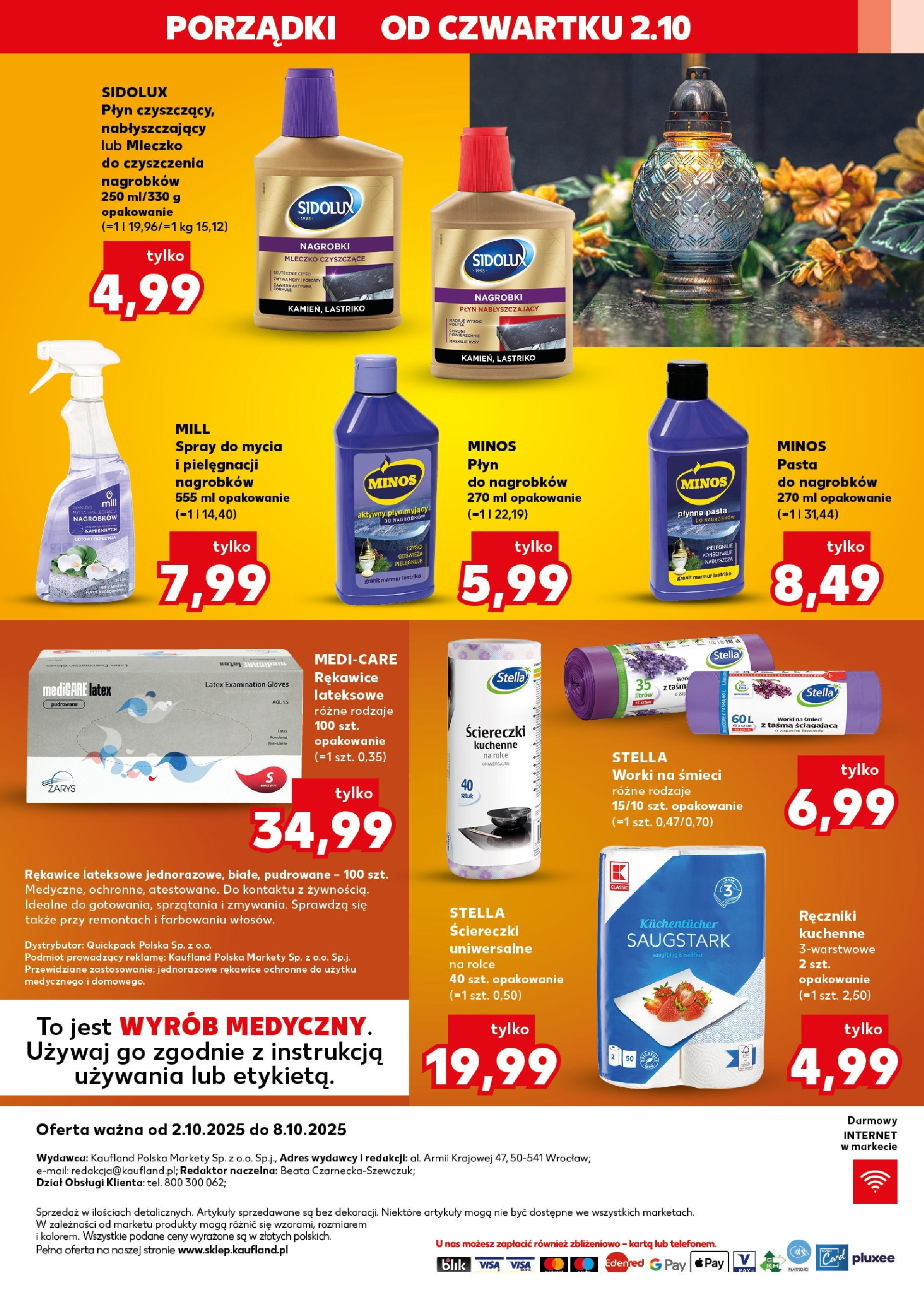 Kaufland gazetka - Znicze od 02.10.2025 - od jutra PDF | Strona: 20 | Produkty: Karta, Rękawice lateksowe