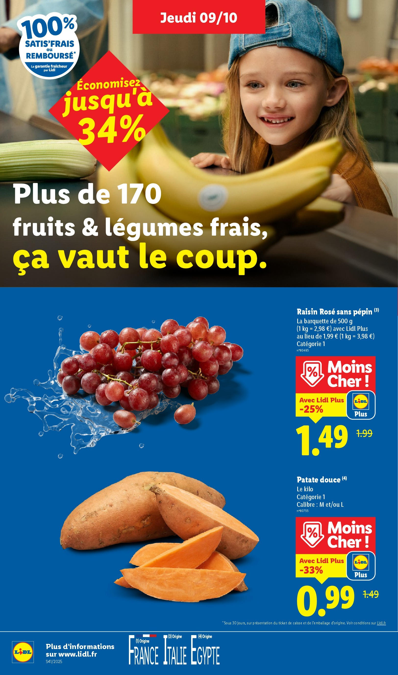 Catalogue LIDL du 08/10/2025 | Promo prospectus en ligne | Page: 2 | Produits: Raisin, Patate douce