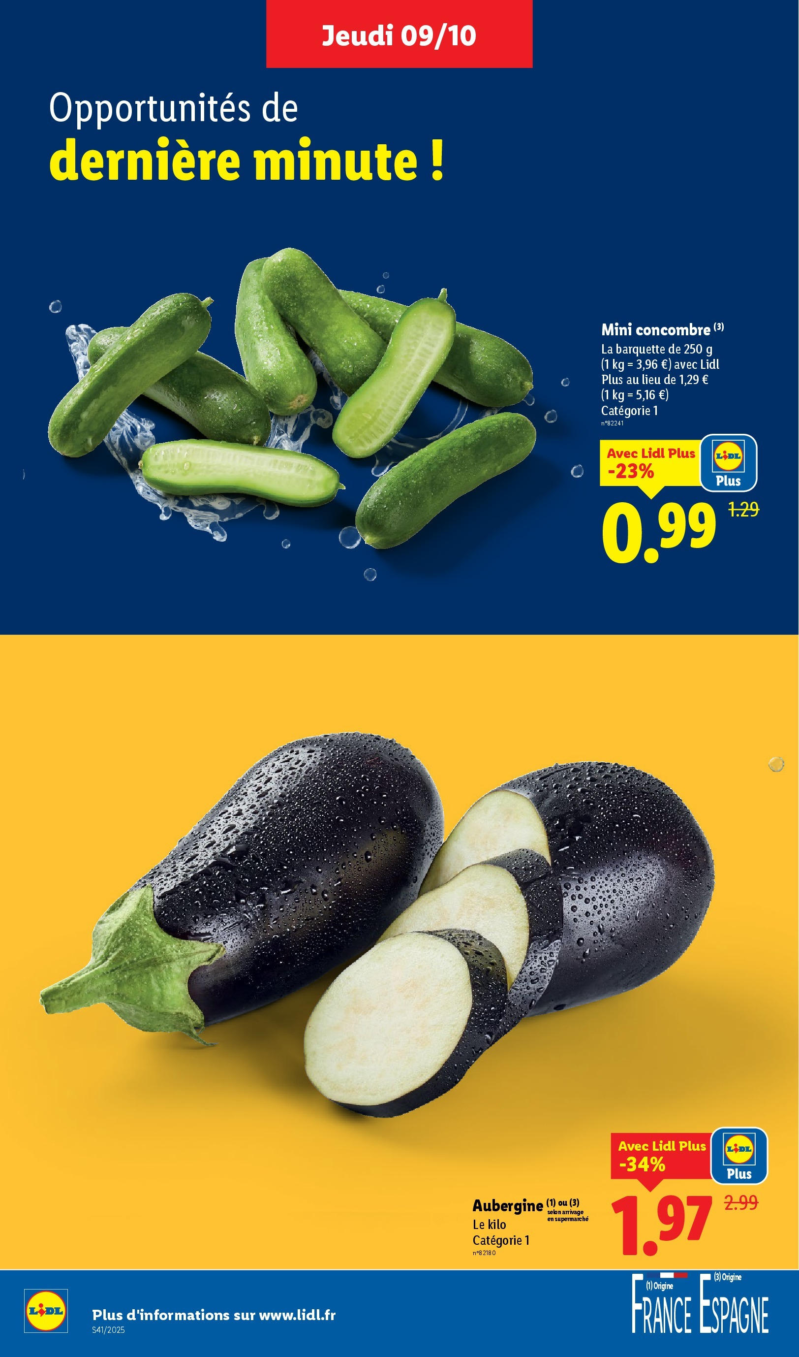 Catalogue LIDL du 08/10/2025 | Promo prospectus en ligne | Page: 4 | Produits: Concombre, Aubergine