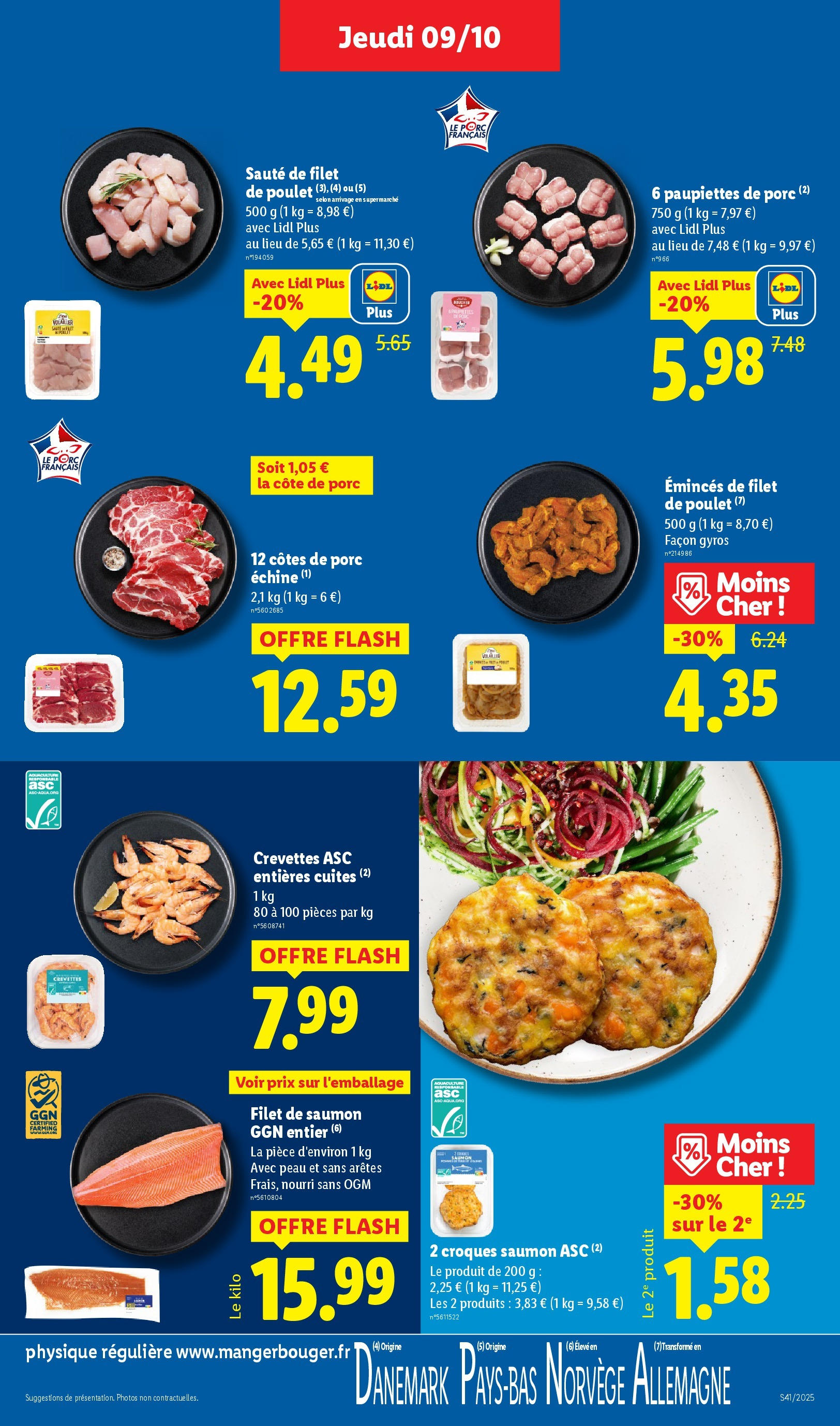 Catalogue LIDL du 08/10/2025 | Promo prospectus en ligne | Page: 9 | Produits: Crevettes, Ribs, Porc, Côte de porc