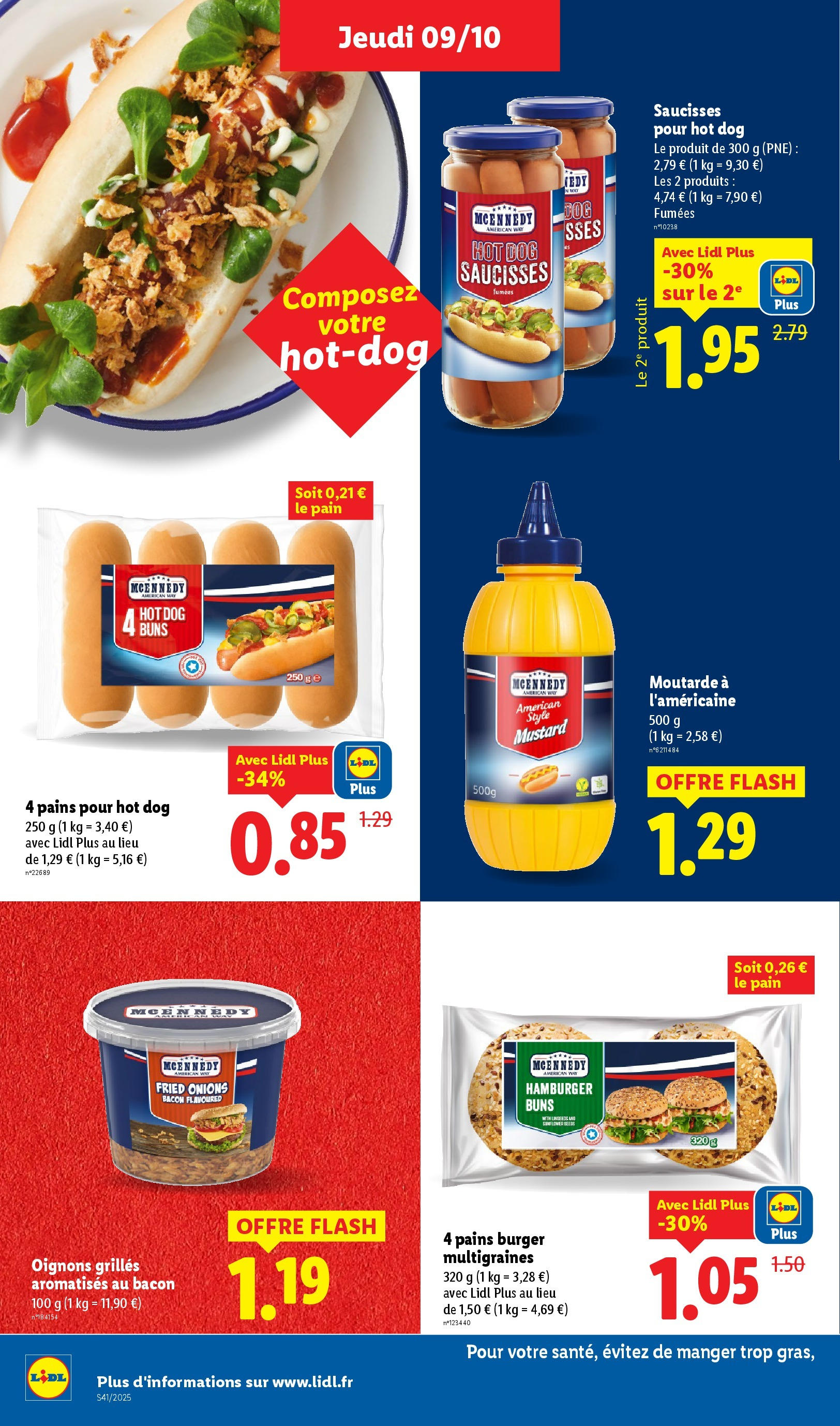 Catalogue LIDL du 08/10/2025 | Promo prospectus en ligne | Page: 22 | Produits: Hot dog, Pain, Moutarde, Oignons