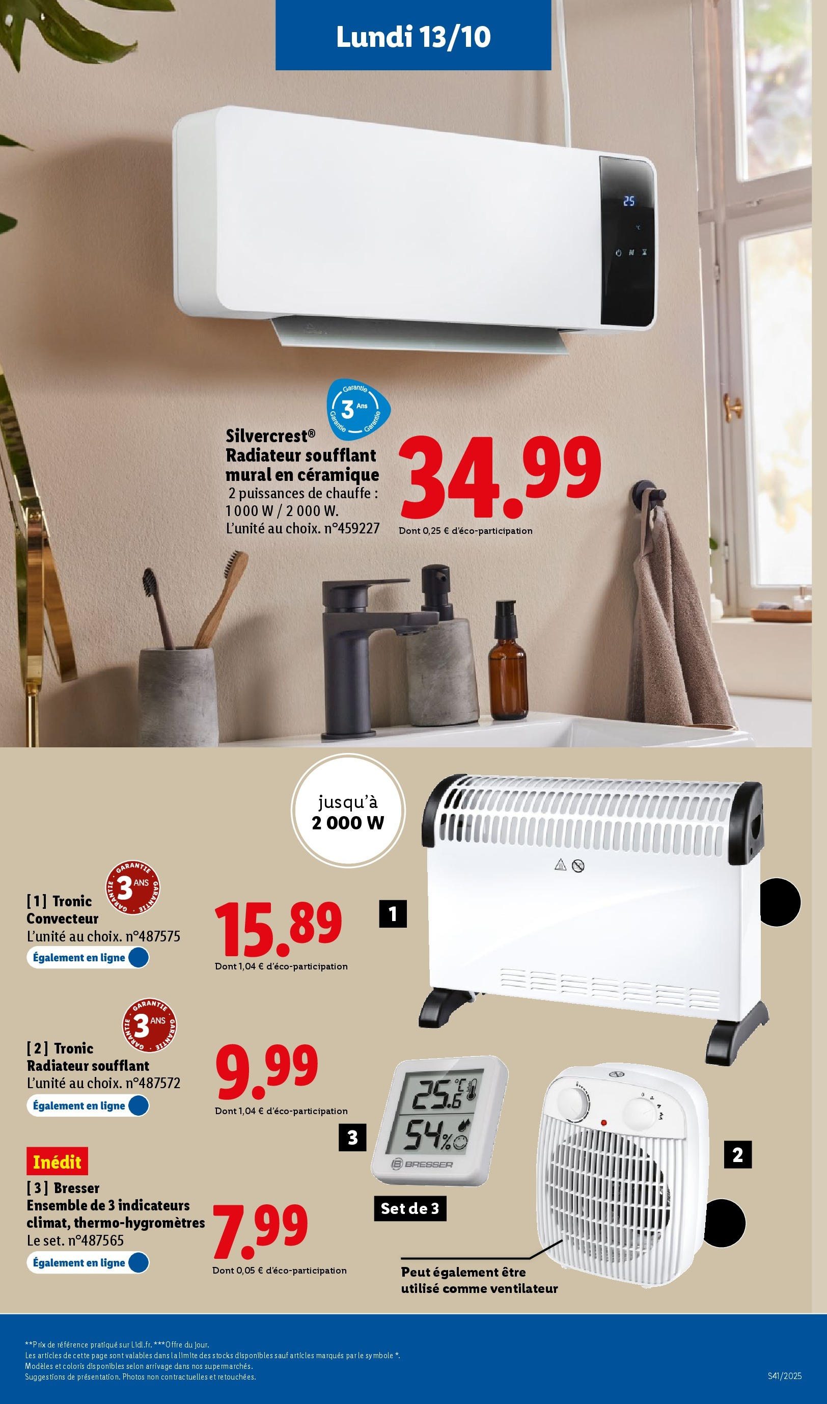 Catalogue LIDL du 08/10/2025 | Promo prospectus en ligne | Page: 61 | Produits: Ventilateur, Radiateur