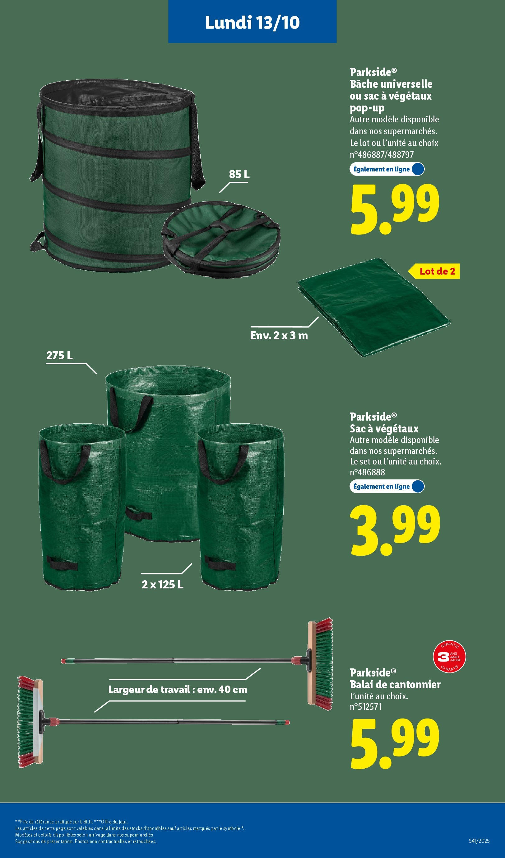 Catalogue LIDL du 08/10/2025 | Promo prospectus en ligne | Page: 69 | Produits: Sac, Sac À Végétaux, Balai