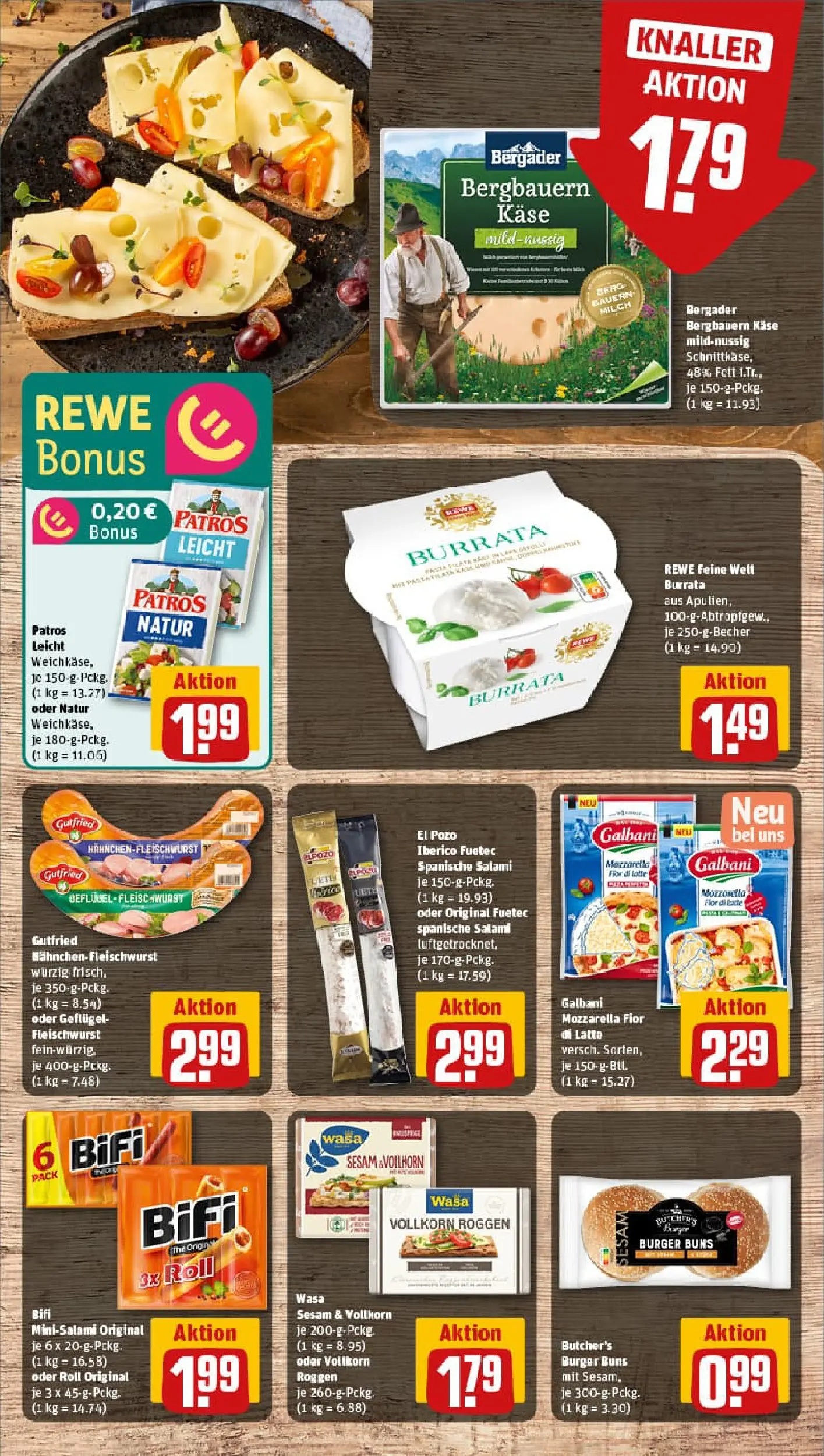 REWE Prospekt ab 06.10.2025 zum Blättern » Angebote | Seite: 7 | Produkte: Käse, Bifi, Burrata, Salami