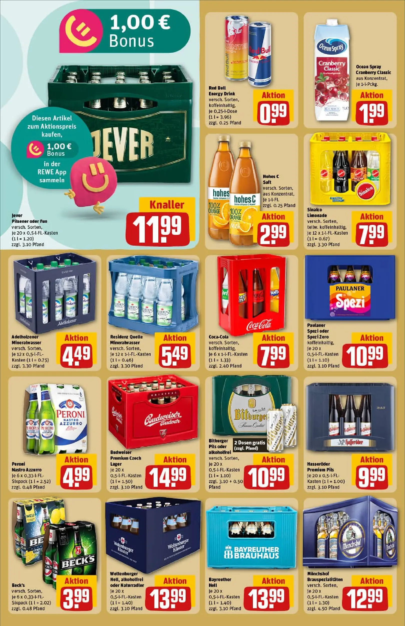 REWE Prospekt ab 06.10.2025 zum Blättern » Angebote | Seite: 16 | Produkte: Bayreuther hell, Energy, Pils, Budweiser