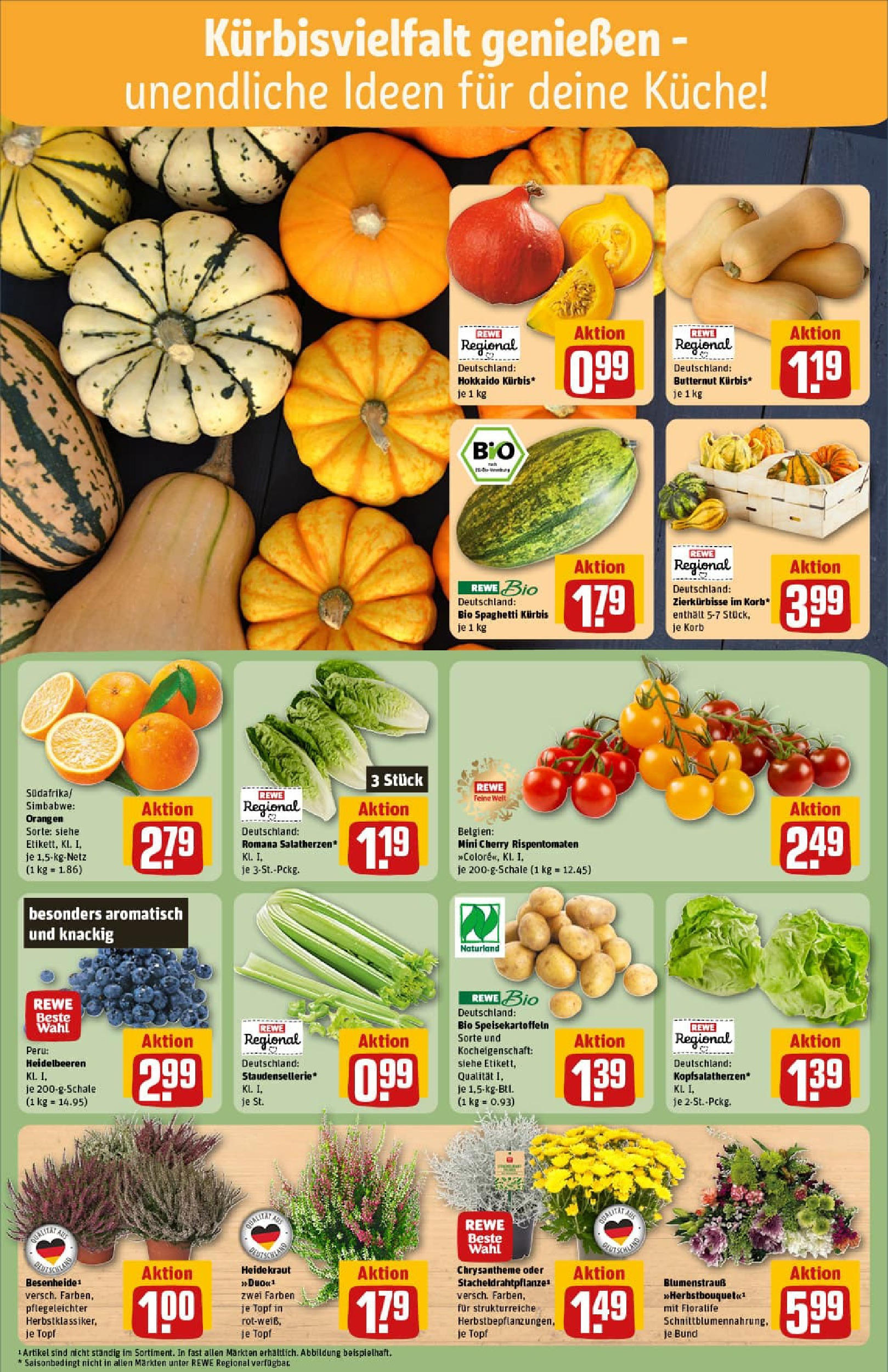 REWE Prospekt ab 06.10.2025 zum Blättern » Angebote | Seite: 7 | Produkte: Korb, Heidelbeeren, Kraut, Kürbis