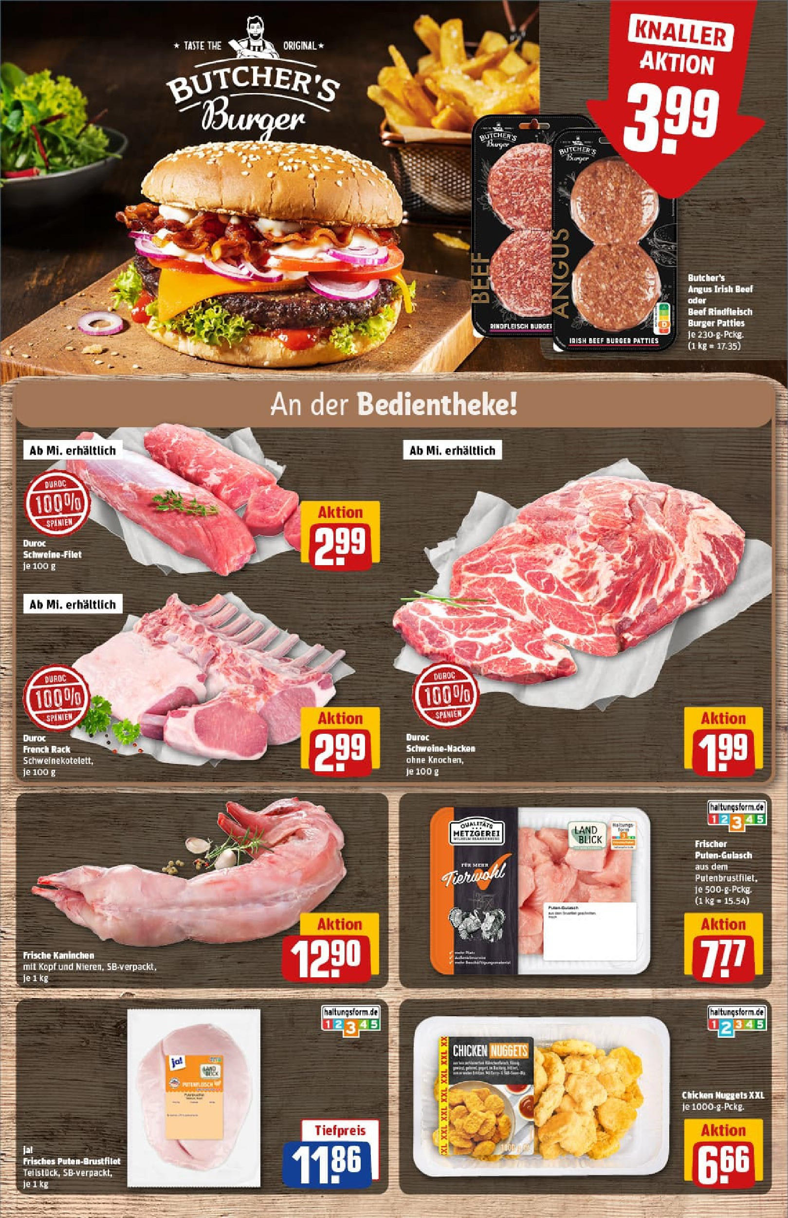 REWE Prospekt ab 06.10.2025 zum Blättern » Angebote | Seite: 8 | Produkte: Kaninchen, Schweinenacken, Schweinefilet, Rindfleisch
