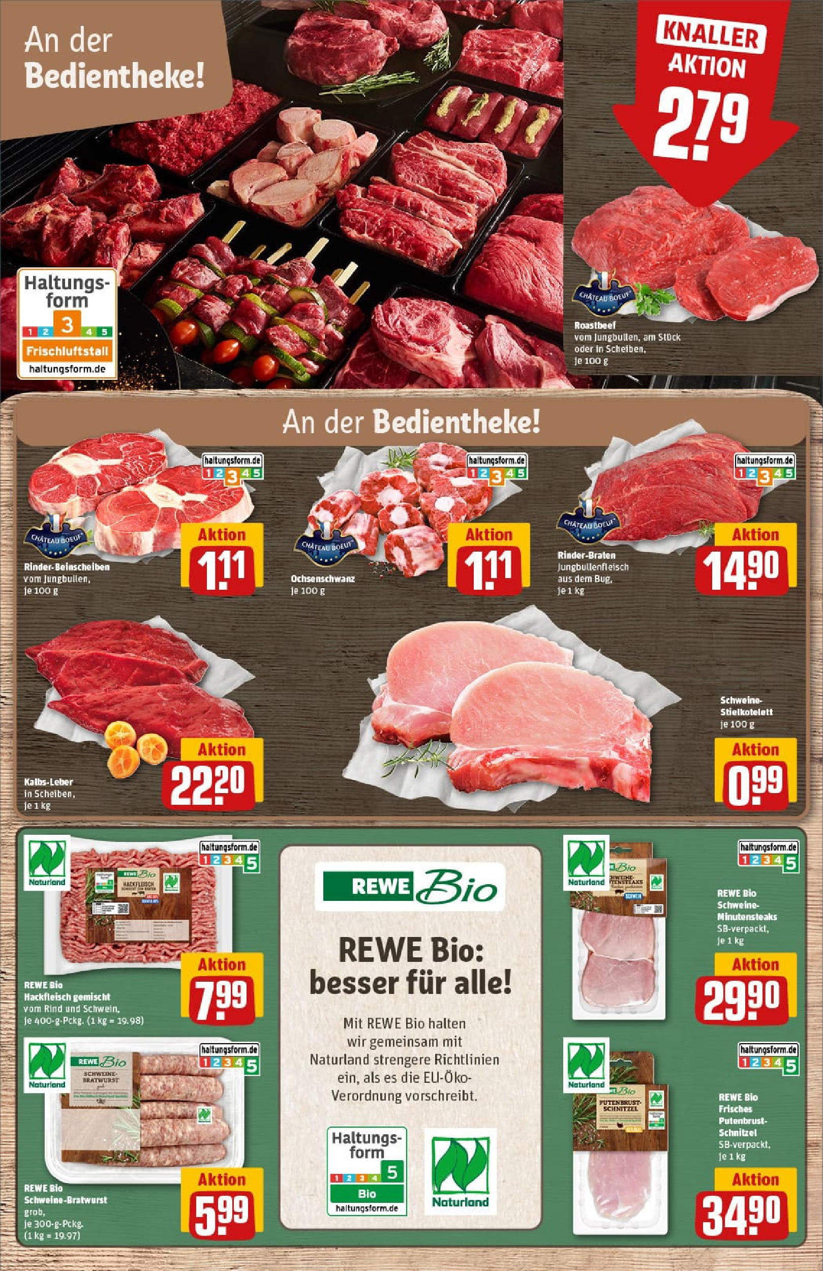 REWE Prospekt ab 06.10.2025 zum Blättern » Angebote | Seite: 9 | Produkte: Schnitzel, Roastbeef, Kalbsleber, Hackfleisch